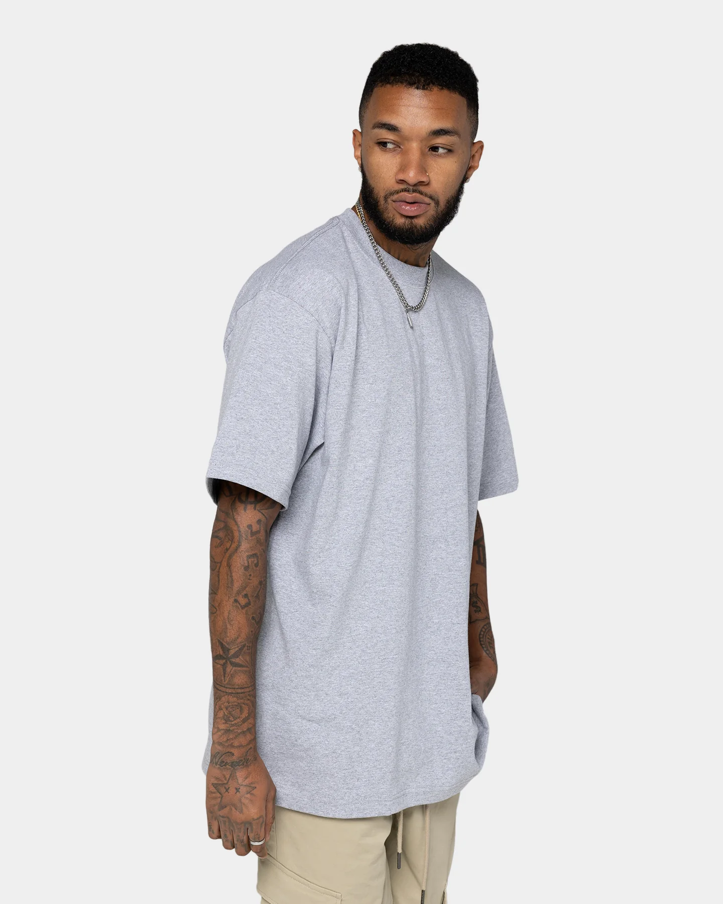 Shaka Wear Max Heavyweight Short Sleeve T-Shirt Heather Grey - Image 7
