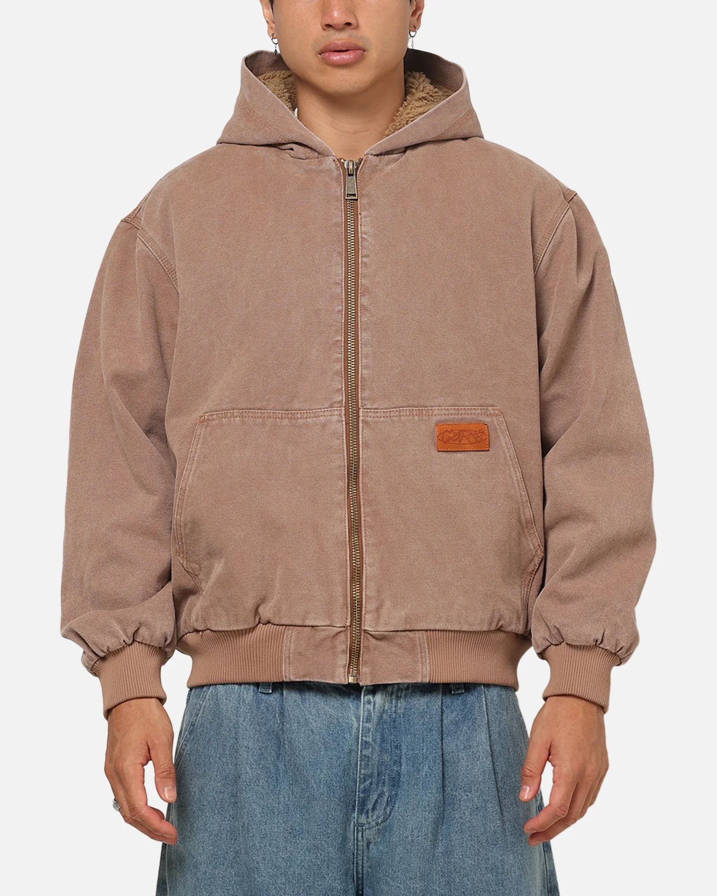 Carre Sherpa Lined Hoodie Washed Tan