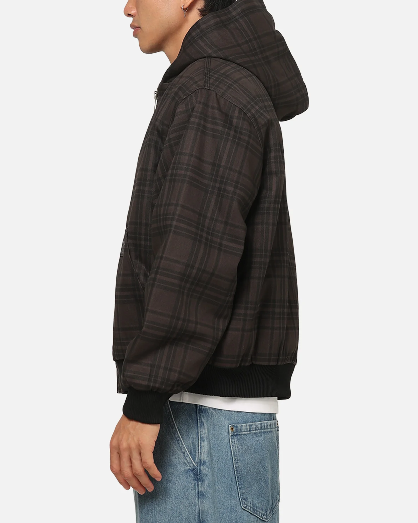 Carre Sherpa Lined Zip Hoodie Black Plaid - Image 5