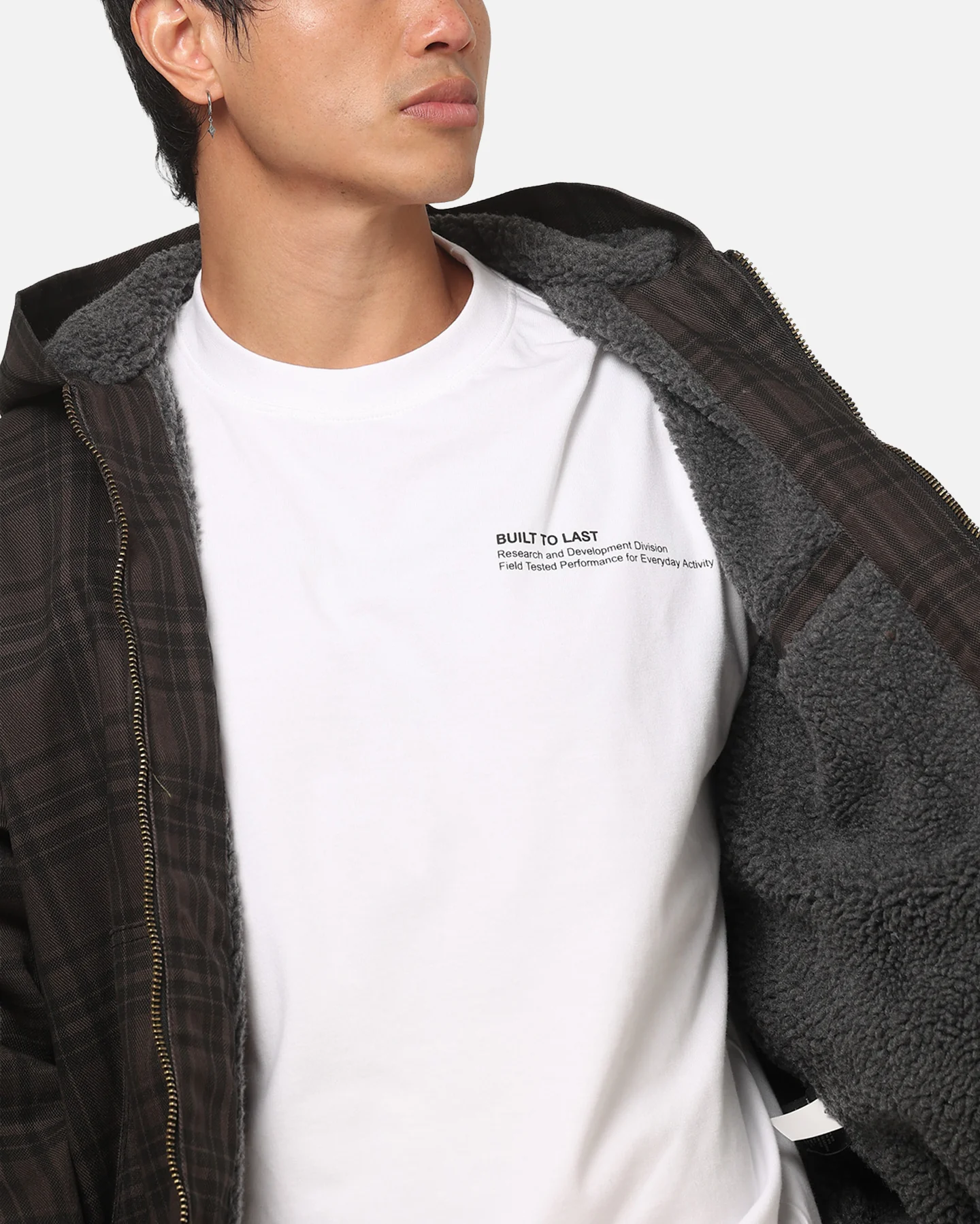Carre Sherpa Lined Zip Hoodie Black Plaid - Image 7