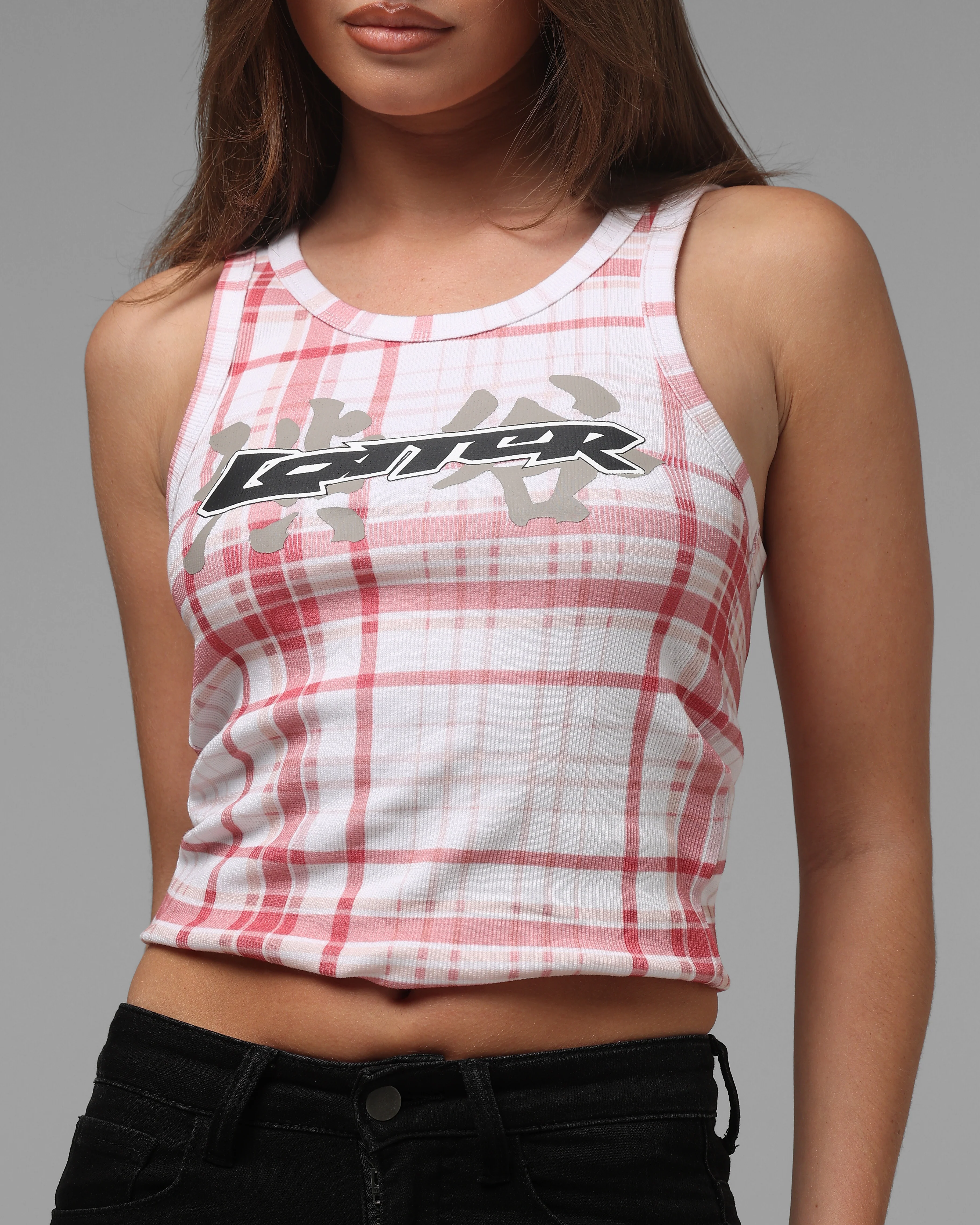 Loiter Women's Shibuya Tank Red Plaid - Image 6
