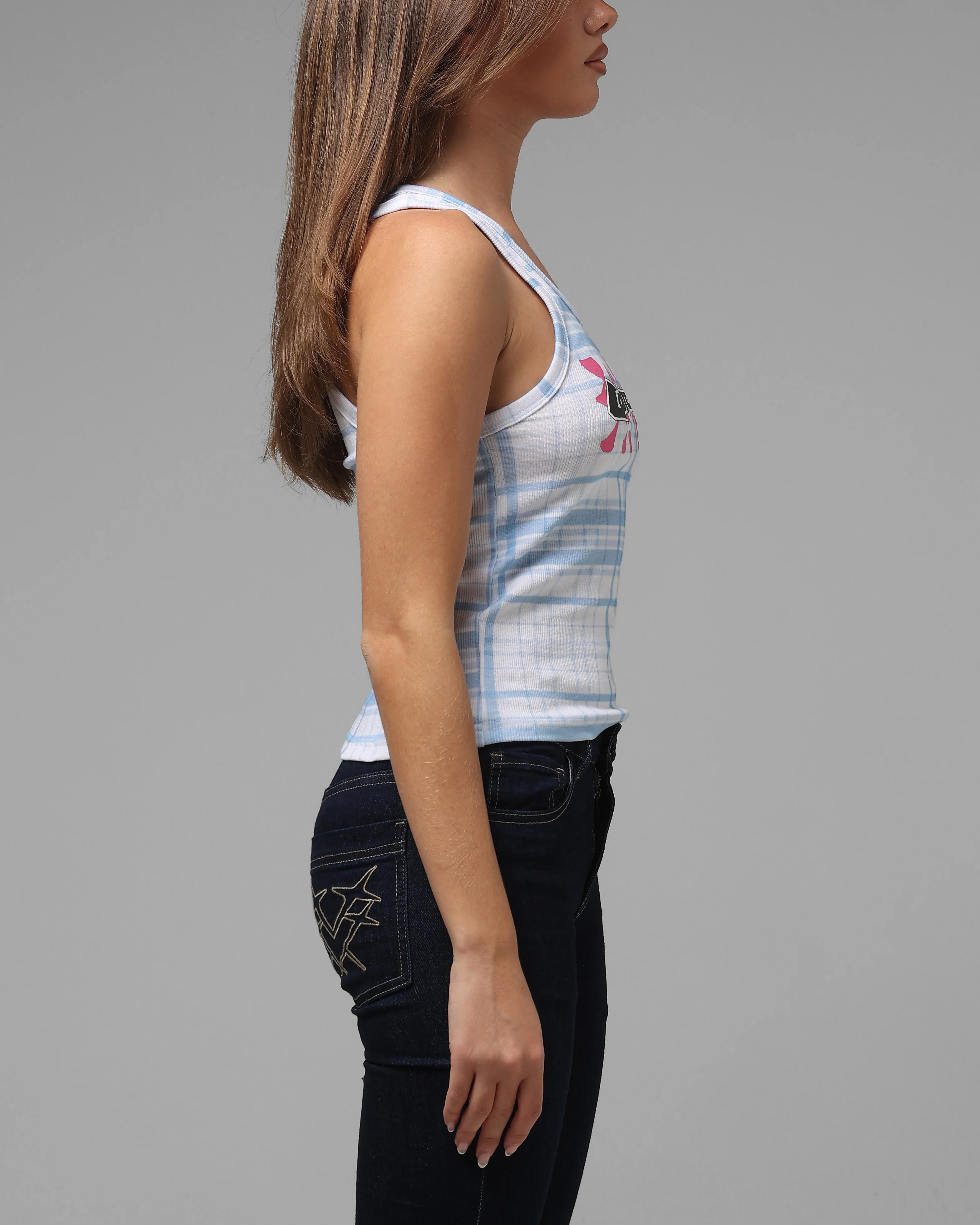 Loiter Women's Shibuya Tank Blue Plaid - Image 4