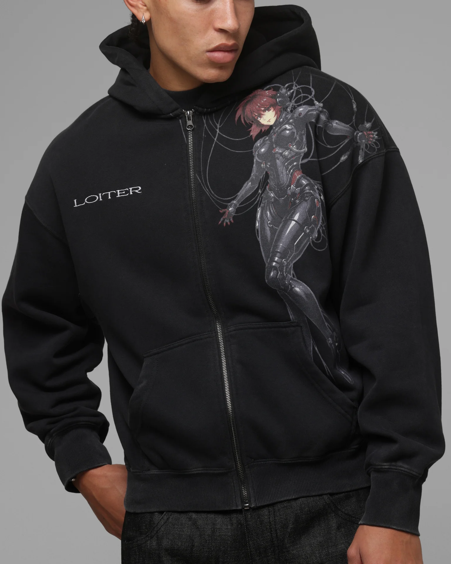 Loiter Spectre Zip Hoodie Black - Image 7