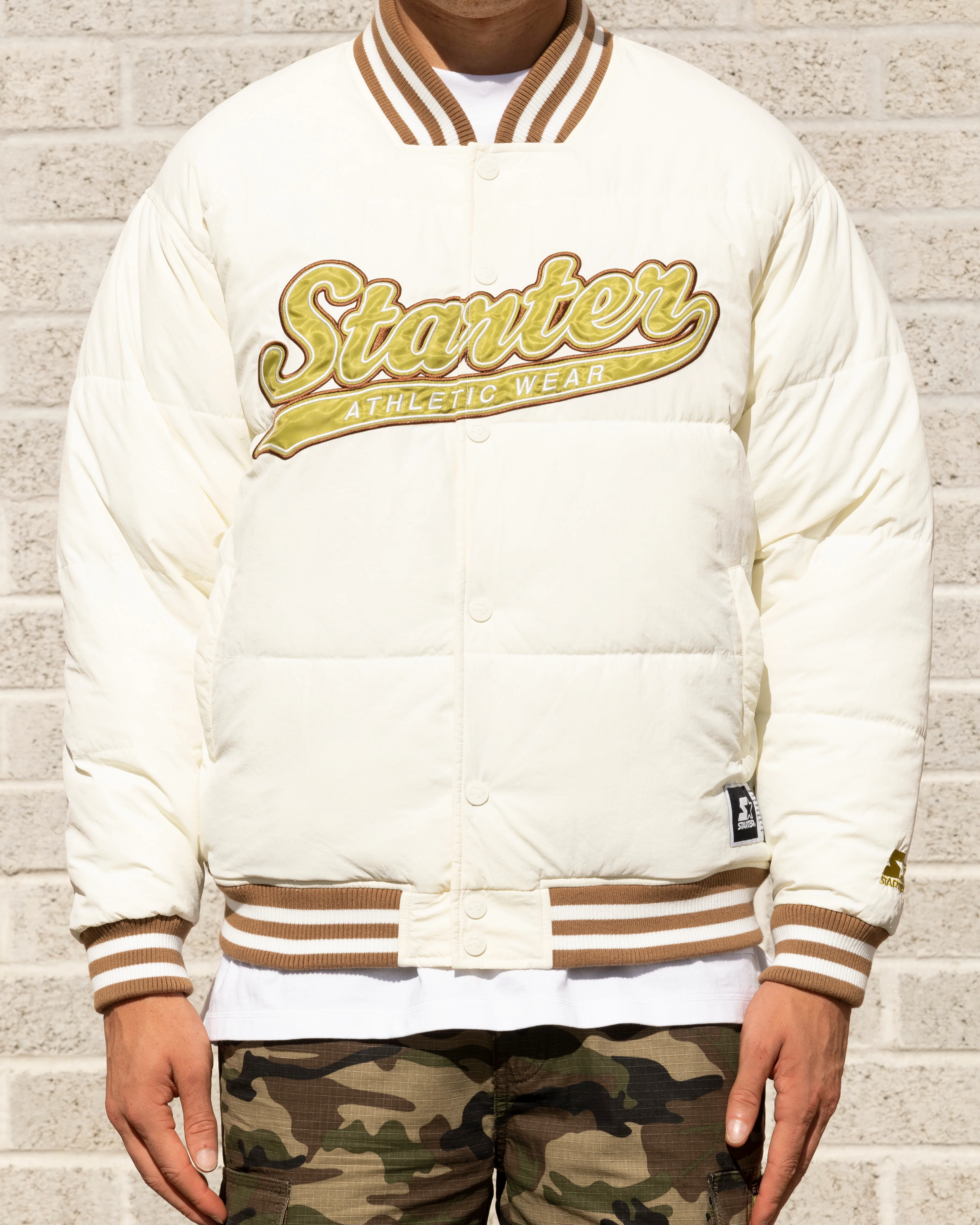 Starter Athletic Bomber Jacket Off White - Image 3