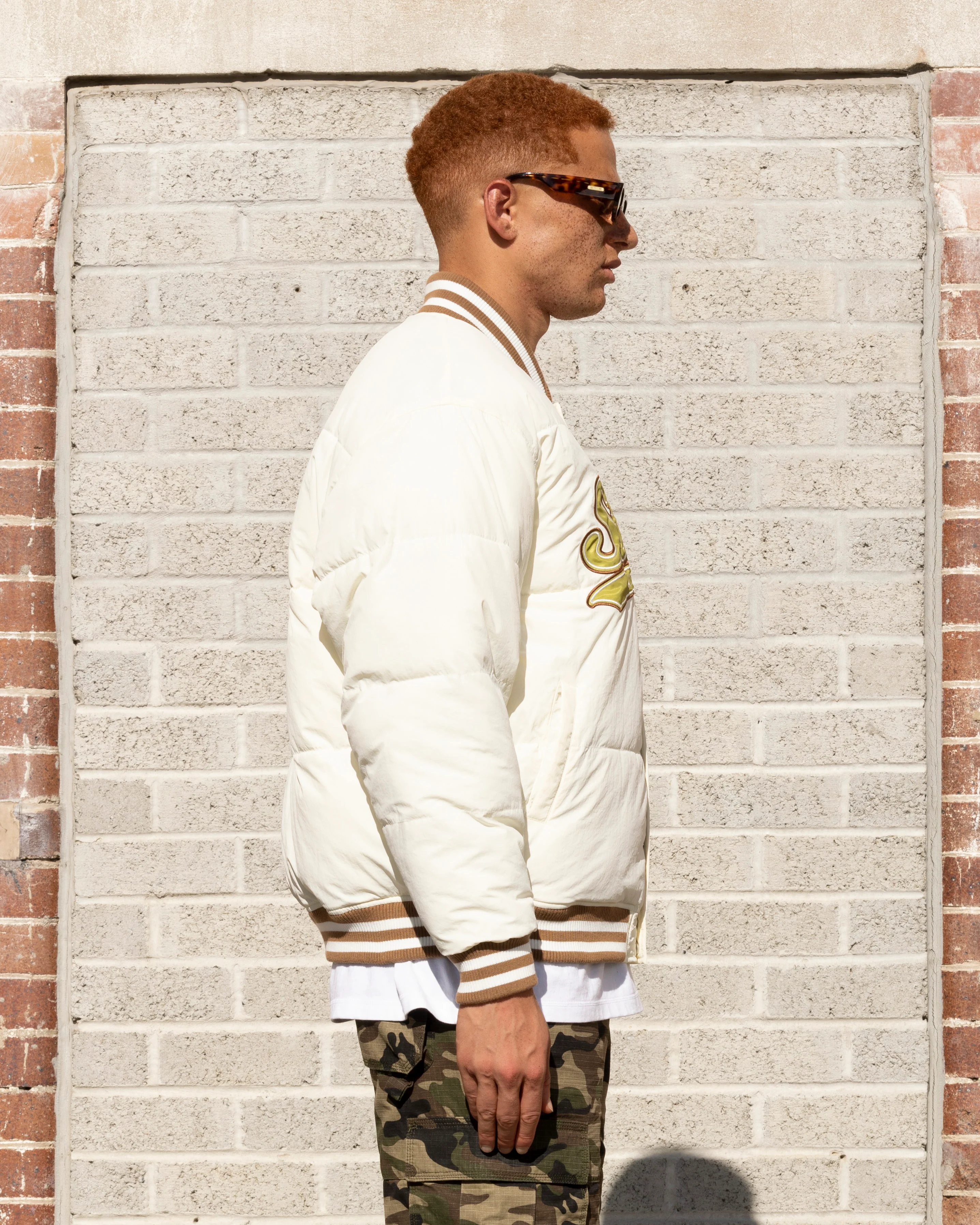 Starter Athletic Bomber Jacket Off White - Image 5