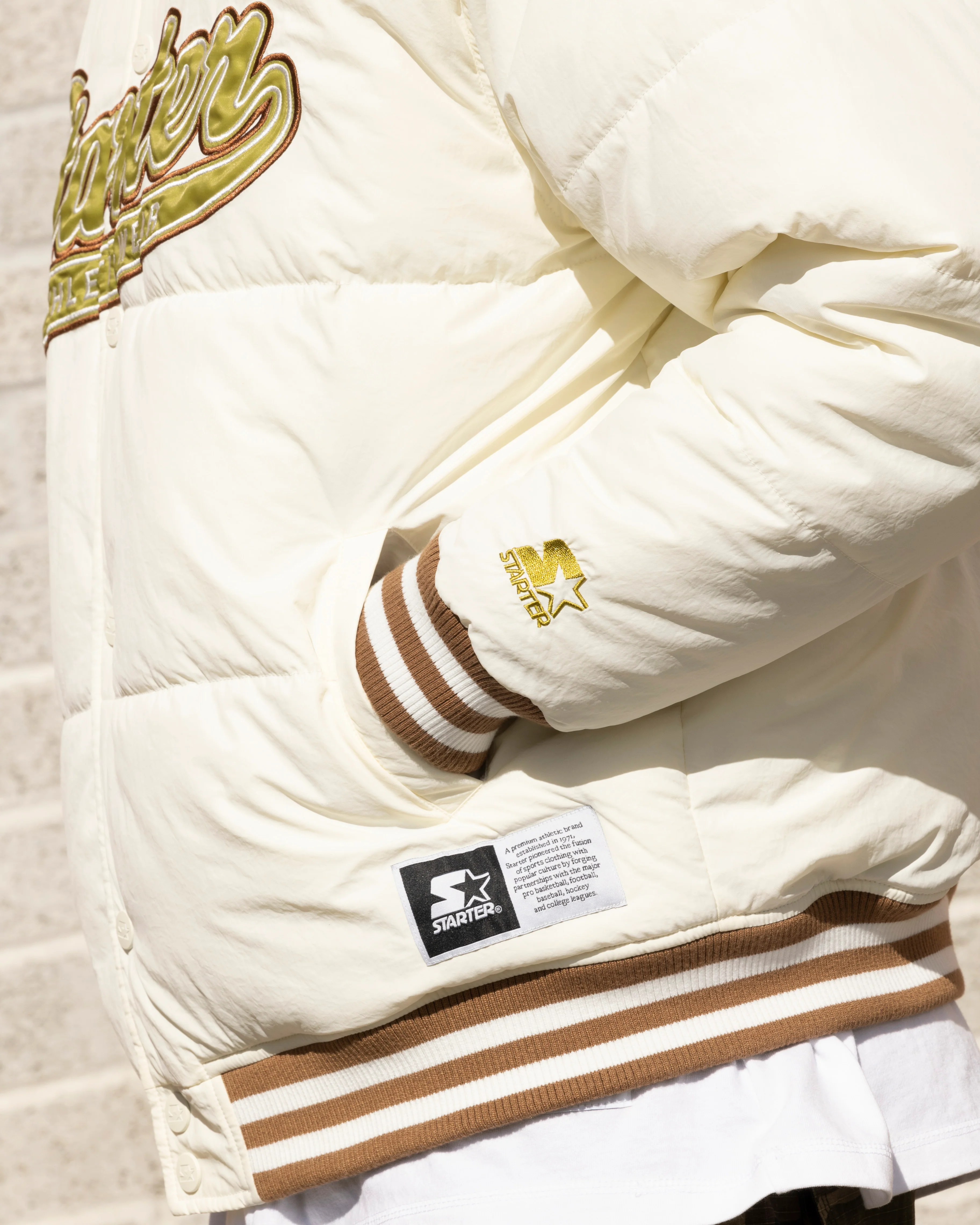 Starter Athletic Bomber Jacket Off White - Image 7