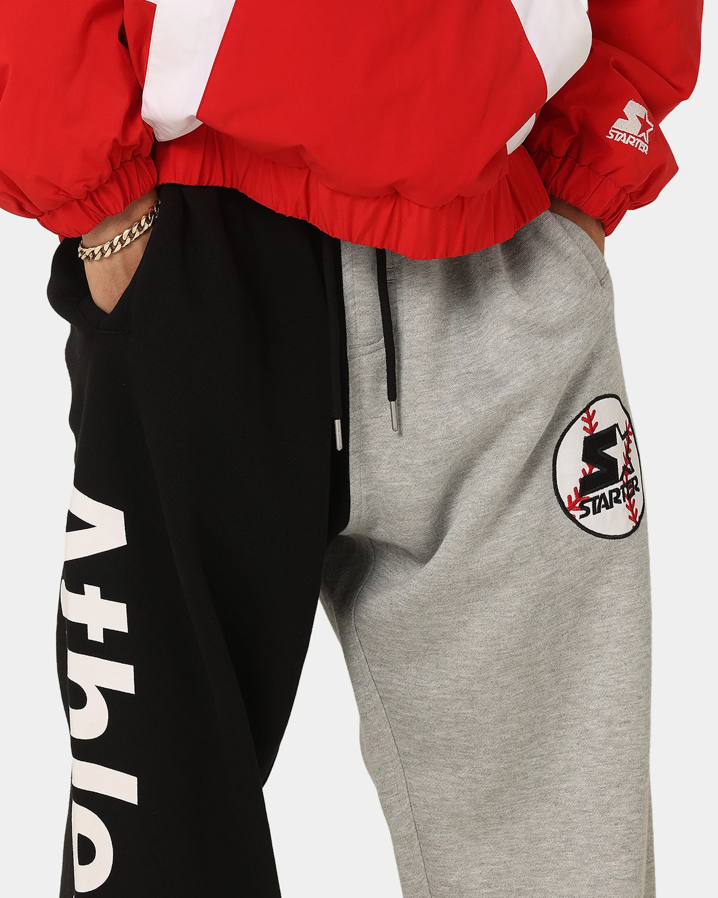 Starter Athletic Panel Bag Trackpants Black/Grey - Image 3
