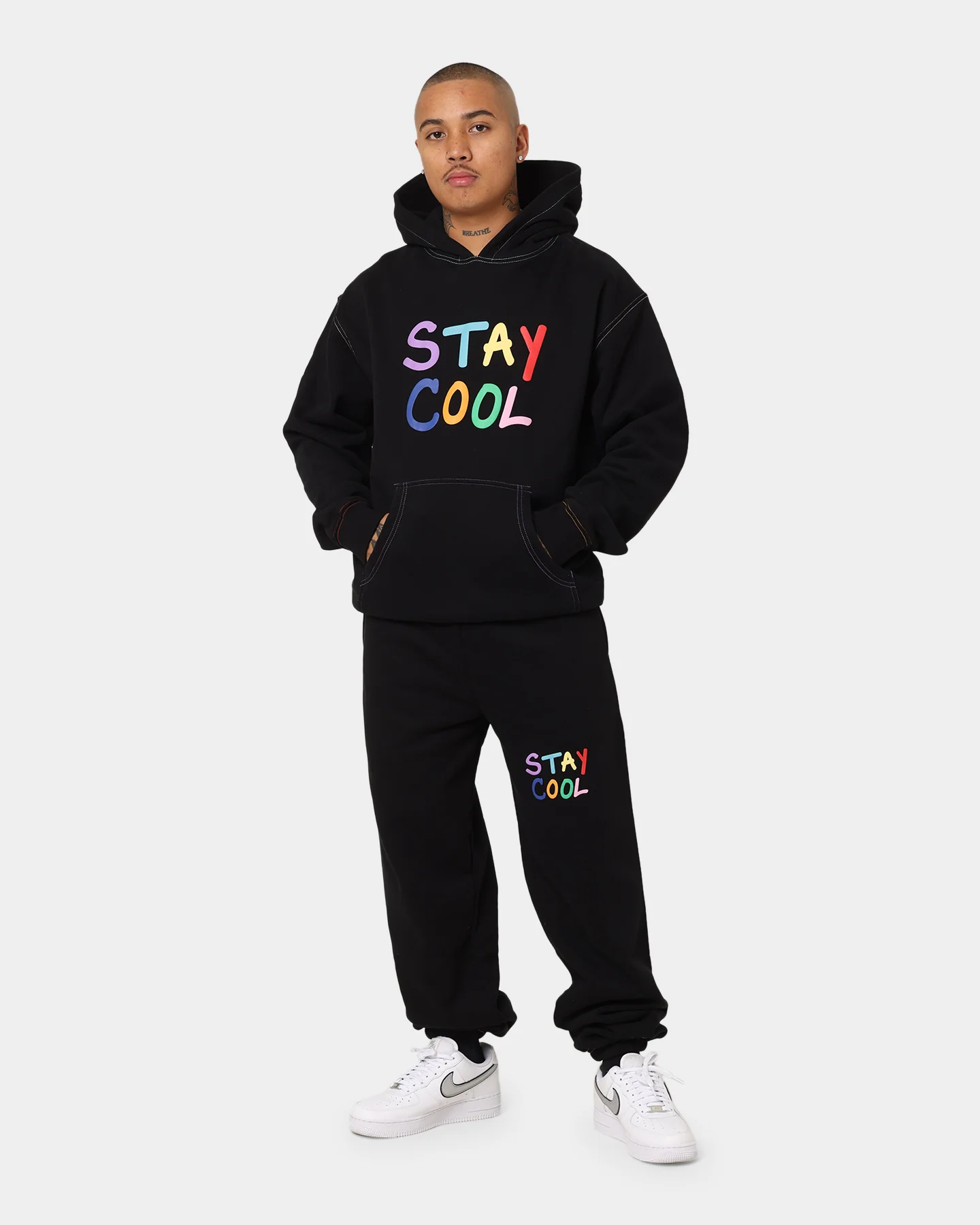 STAYCOOLNYC Puff Paint Sweat Pants Black - Image 2