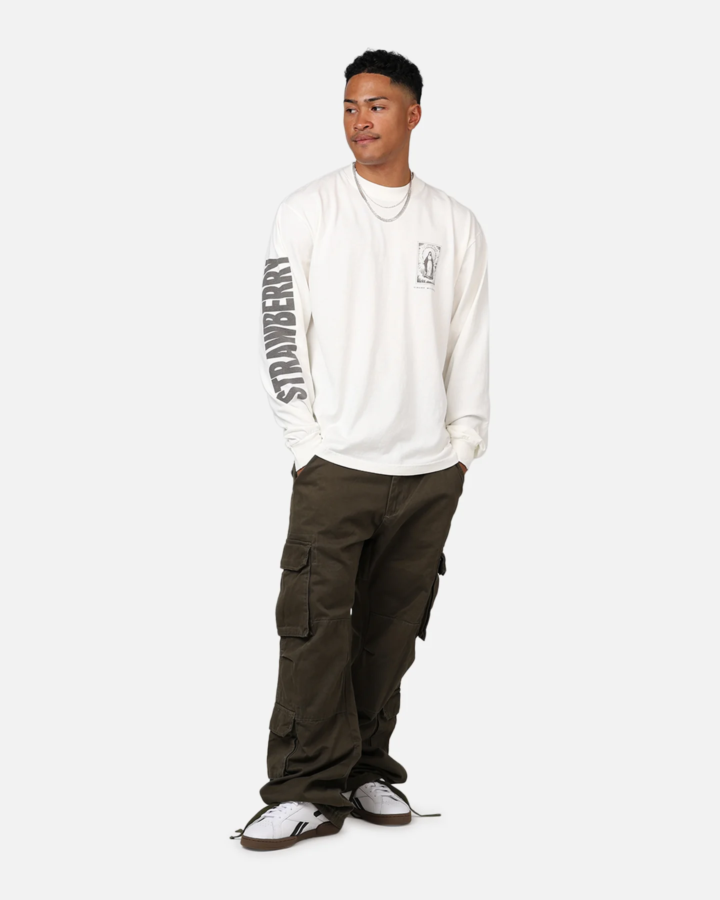 Strawberry Milagrosa Long Sleeve T-Shirt White - Image 3