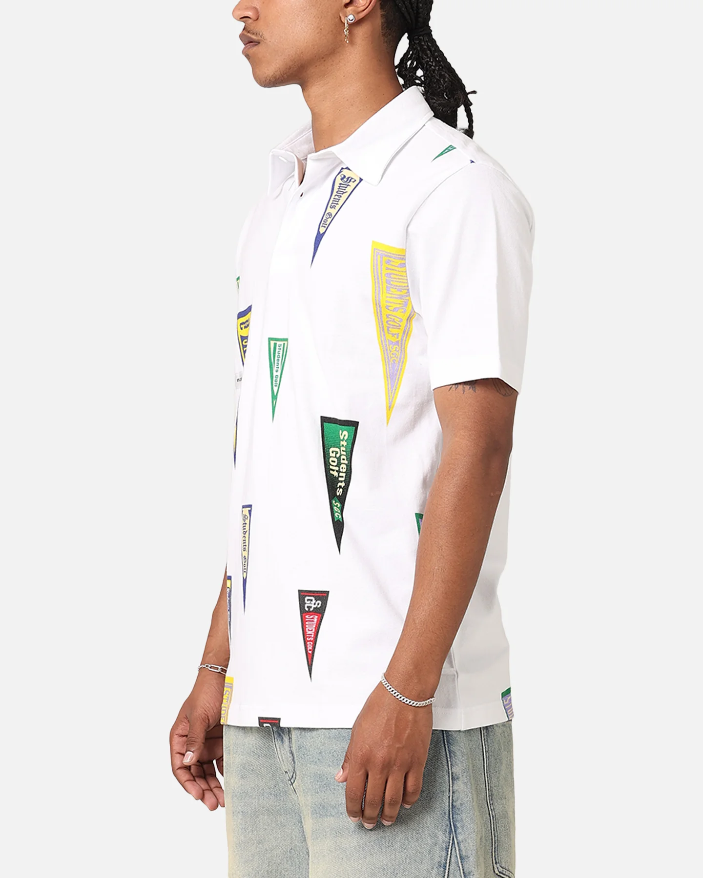 Students Golf Harris Pique Short Sleeve Polo Shirt White - Image 6