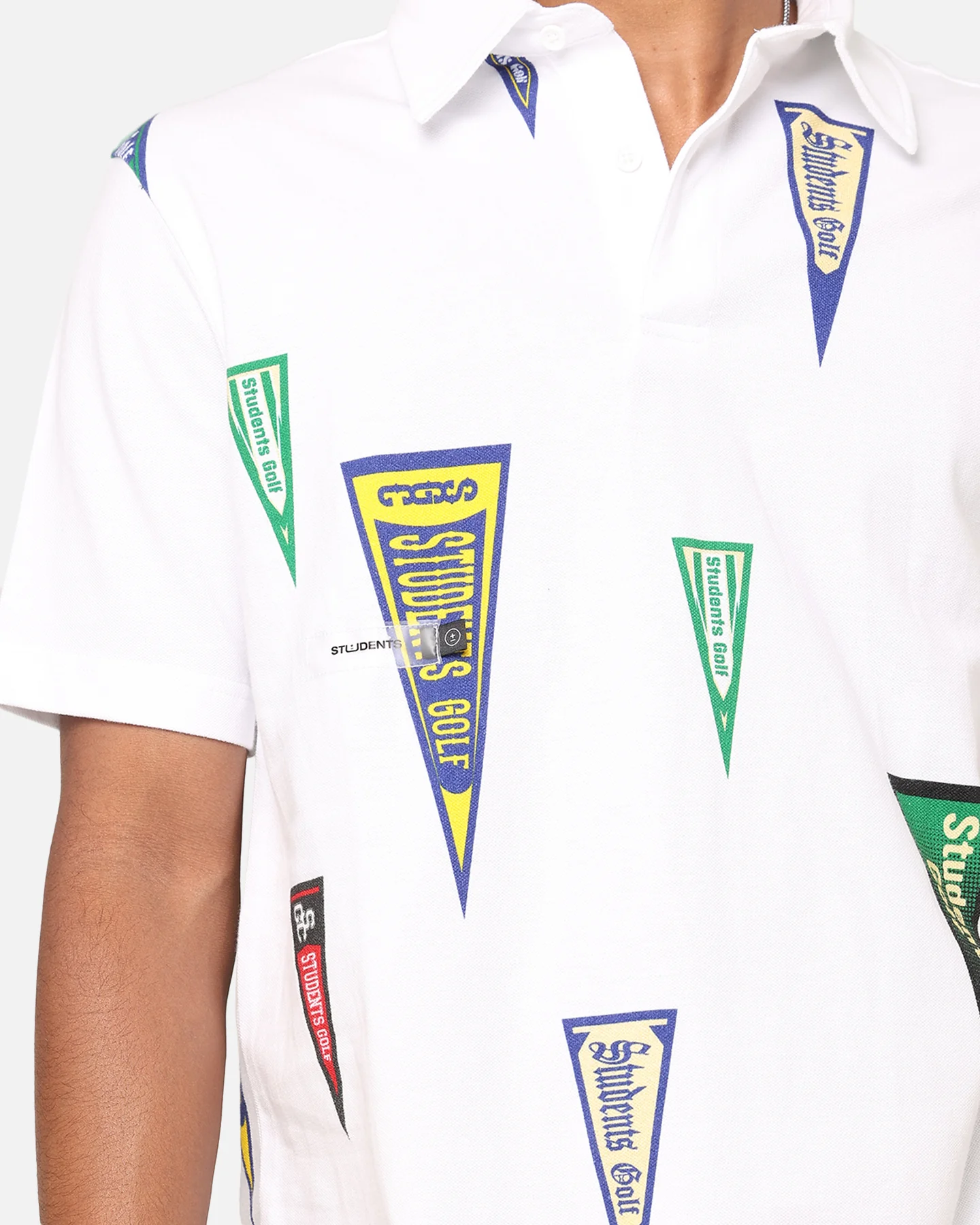 Students Golf Harris Pique Short Sleeve Polo Shirt White - Image 7