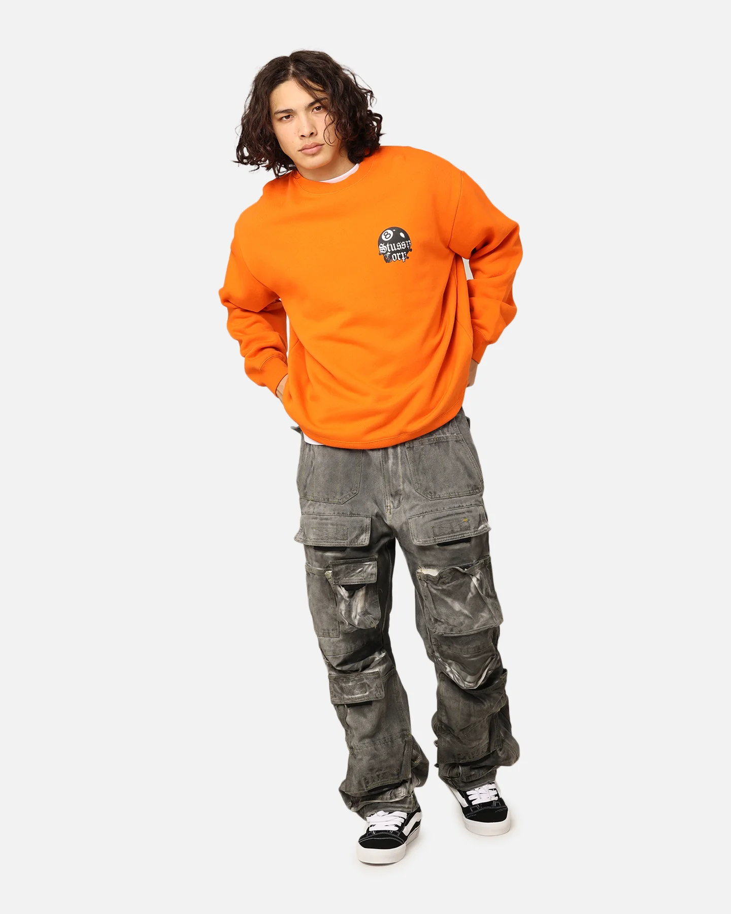 Stüssy 8 Ball Corp Fleece Crewneck Coral - Image 8
