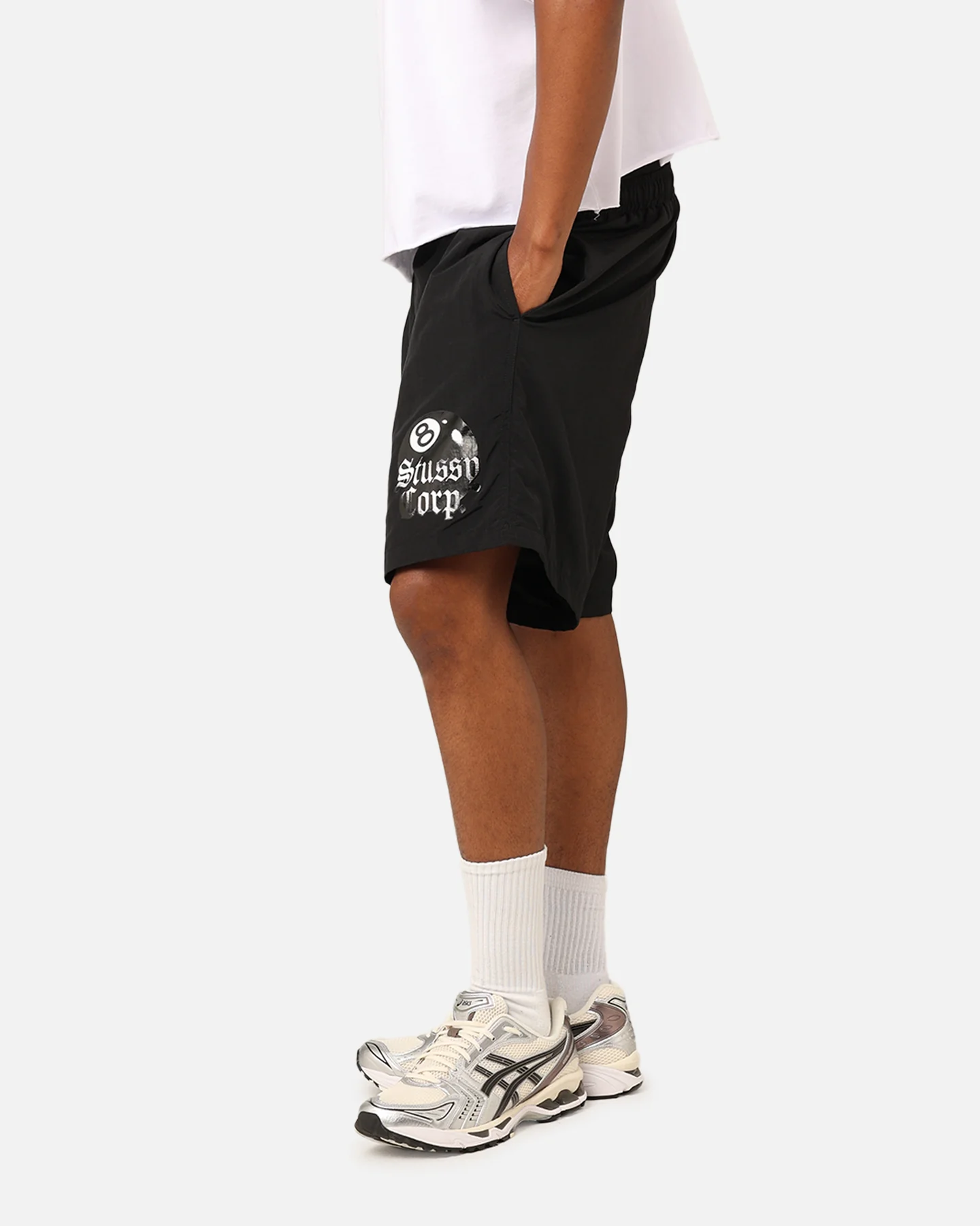 Stüssy 8 Ball Corp Nylon Shorts Black - Image 6
