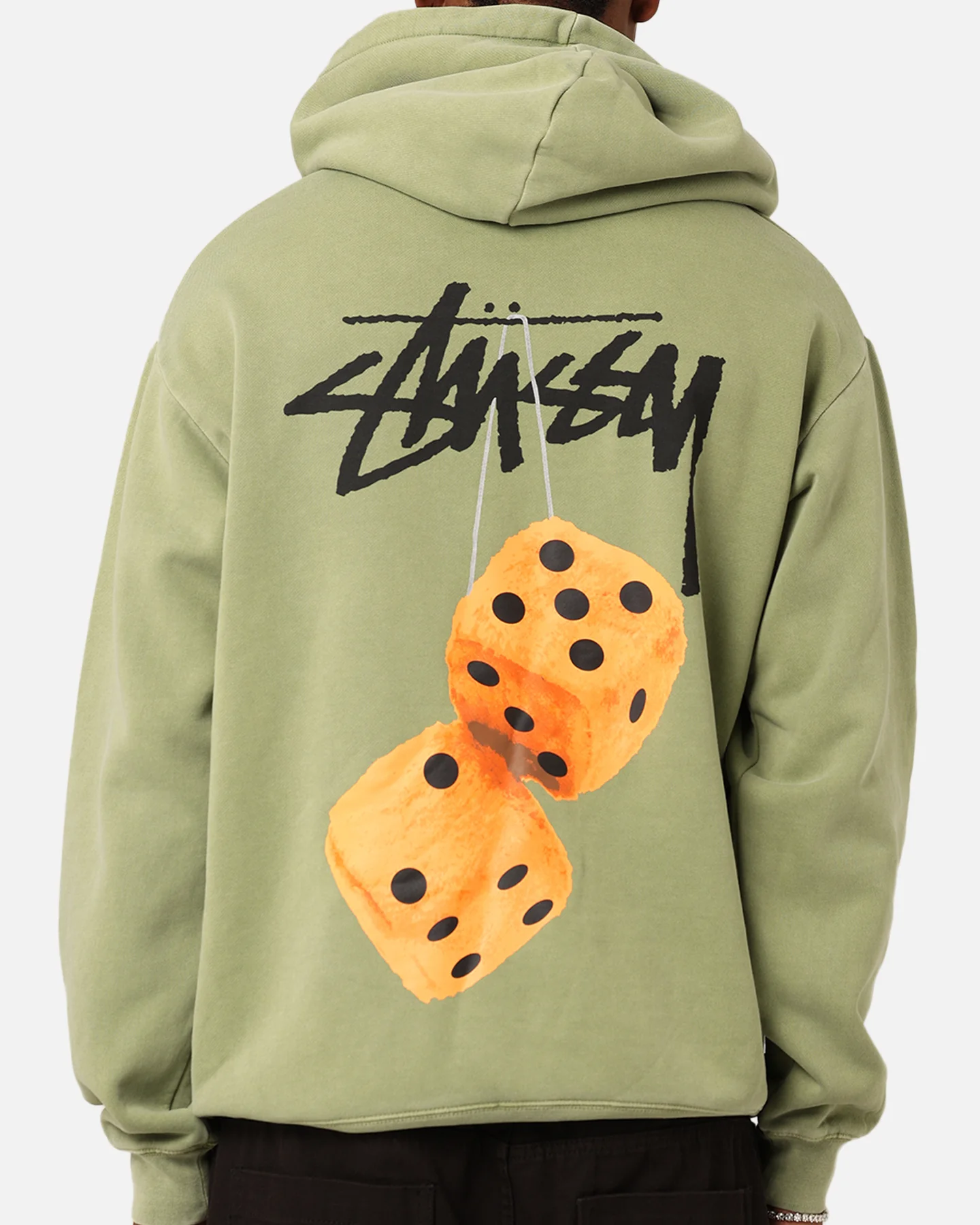 Stüssy Fuzzy Dice Fleece Hoodie Pigment Artichoke - Image 5