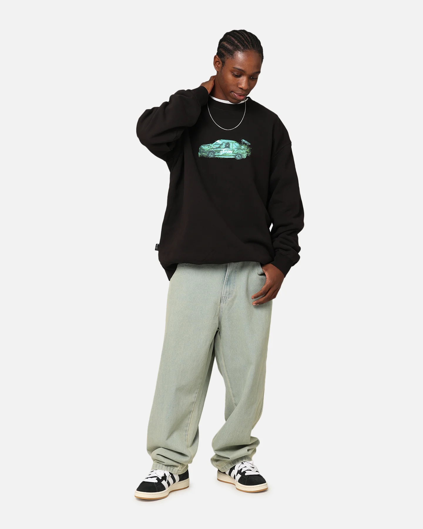 Stüssy Race Car Fleece Crewneck Pigment Black - Image 2