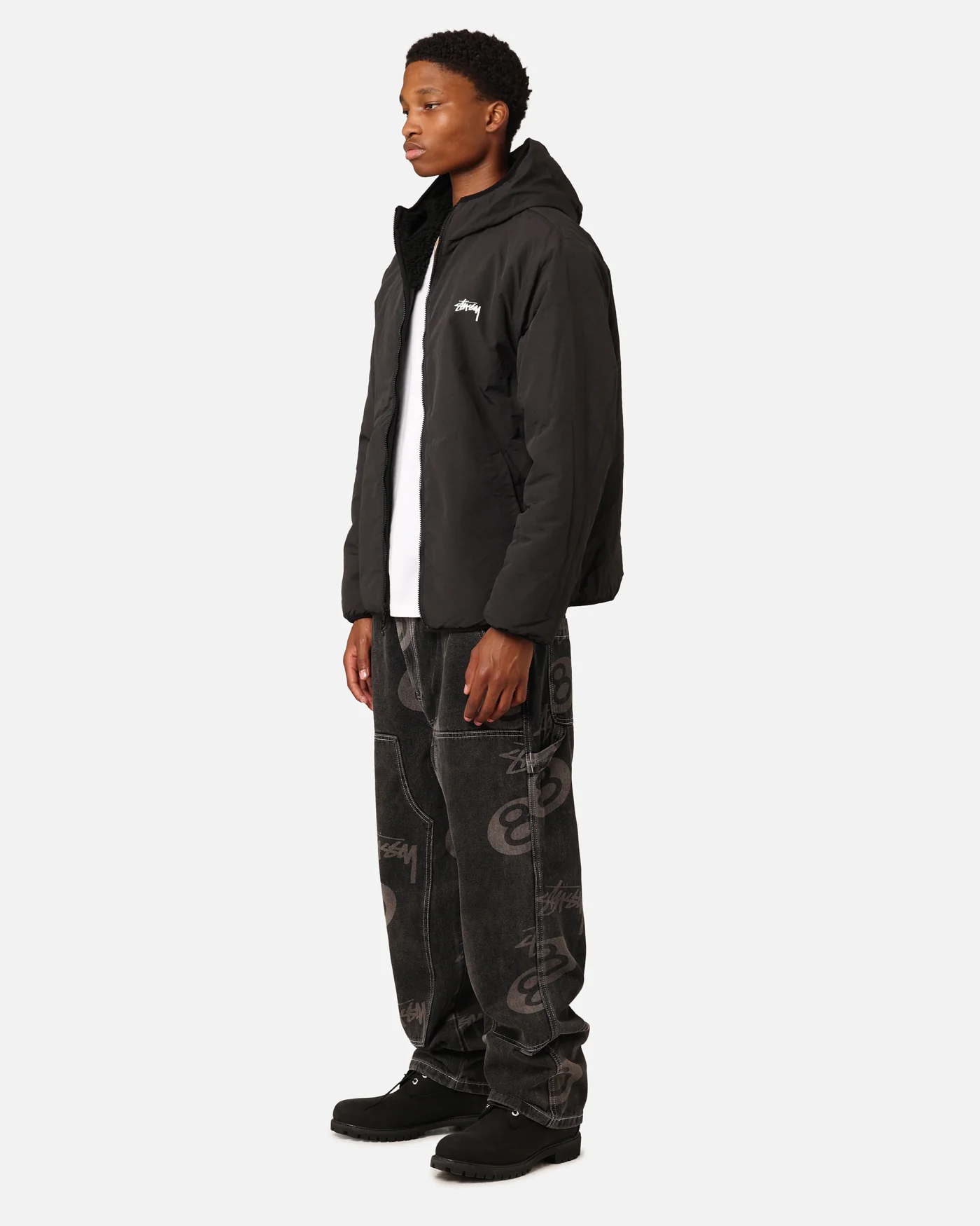 Stüssy Stock 8 Ball Carpenter Jeans Black Denim - Image 2