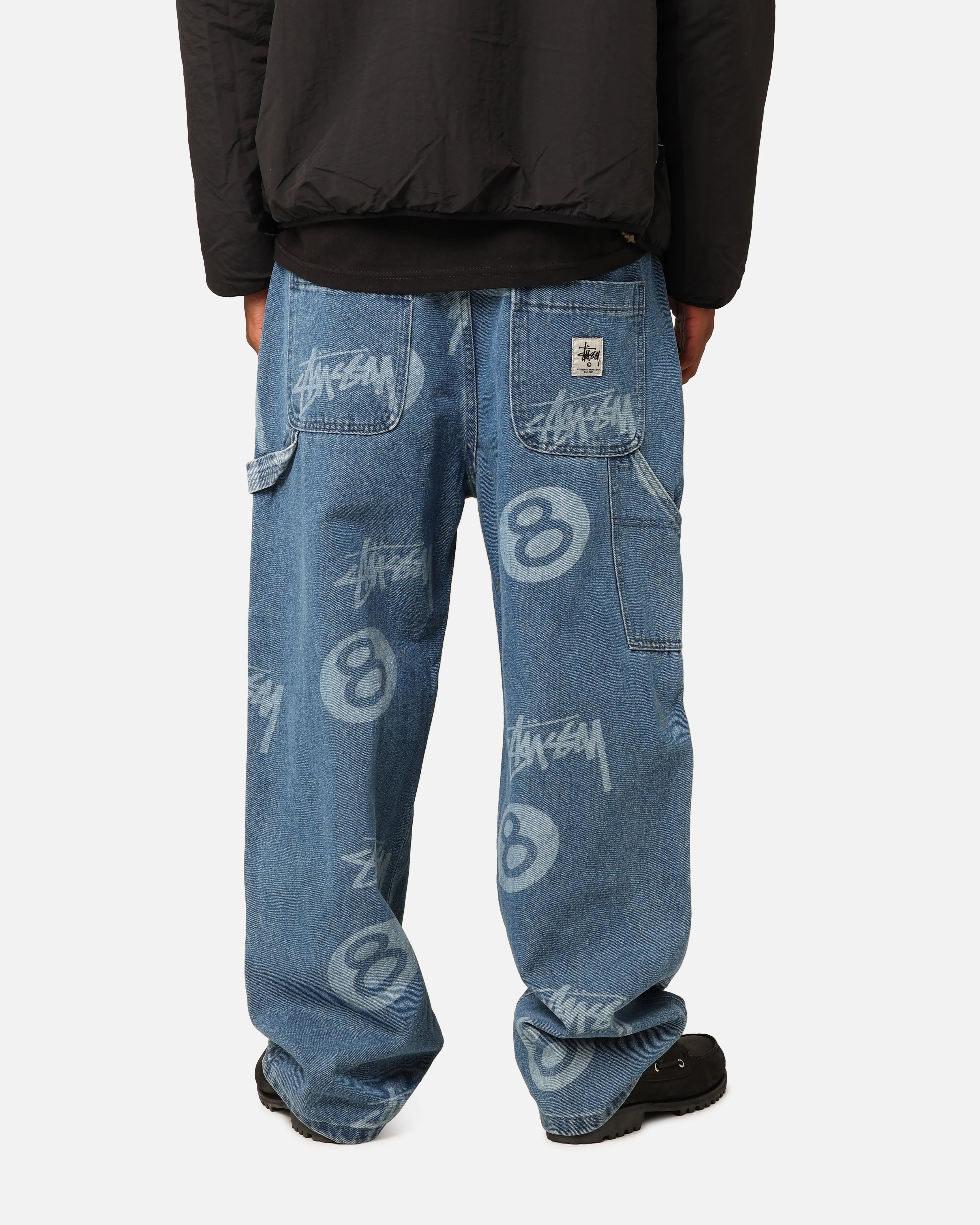 Stüssy Stock 8 Ball Carpenter Jeans Mid Blue Denim - Image 4