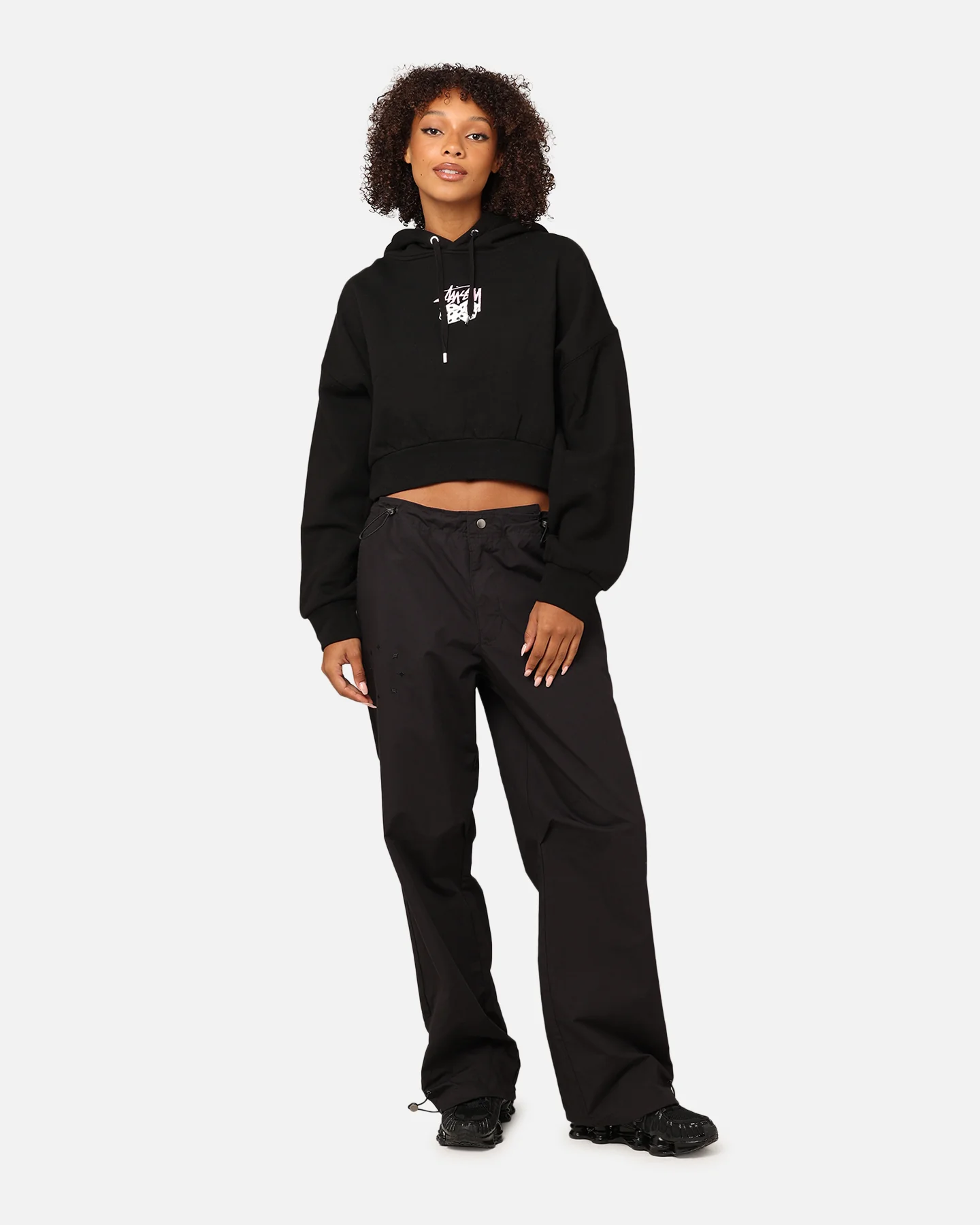Stüssy Women's Pair Of Dice Cropped Hoodie Black - Image 2