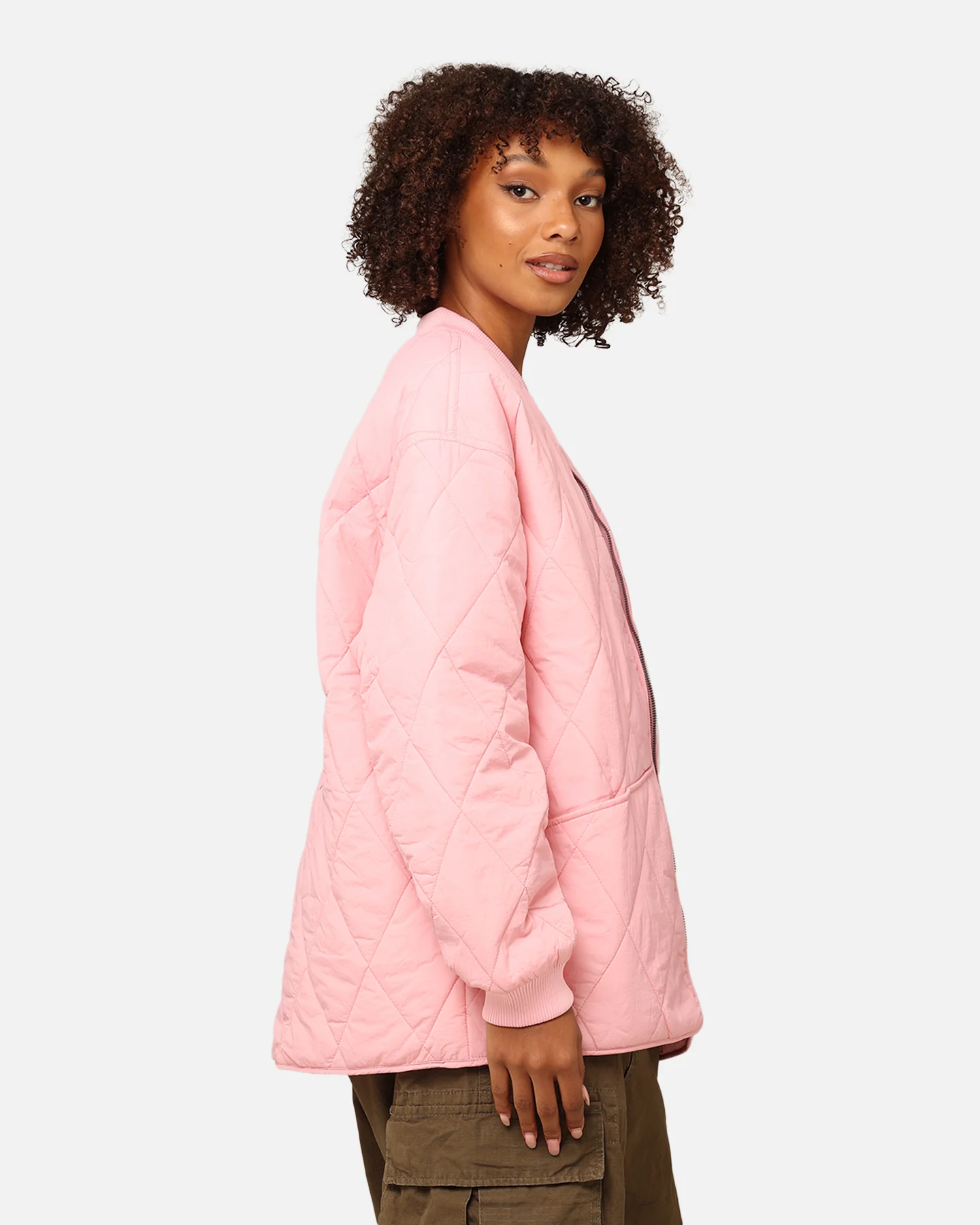 Stüssy Women's Stock Crown Quilted Jacket Pink - Image 6