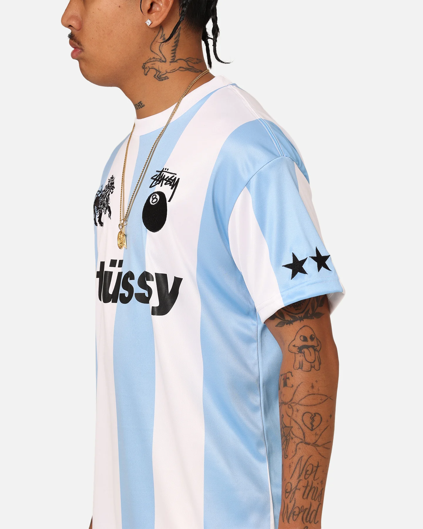 Stussy Football T-Shirt Blue/White - Image 9
