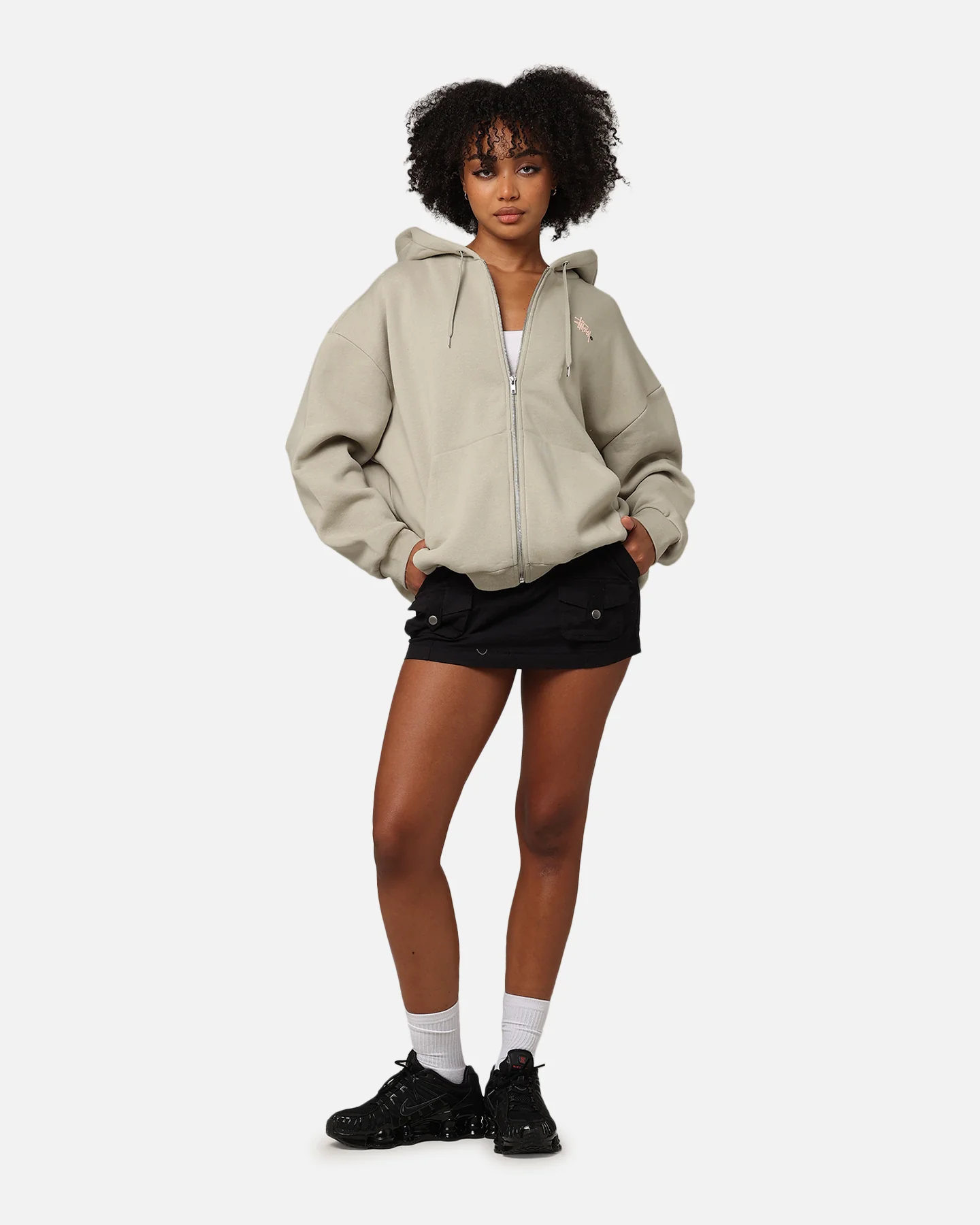 Stussy Graffiti LCB Full Zip Hoodie Pigment Olive - Image 3