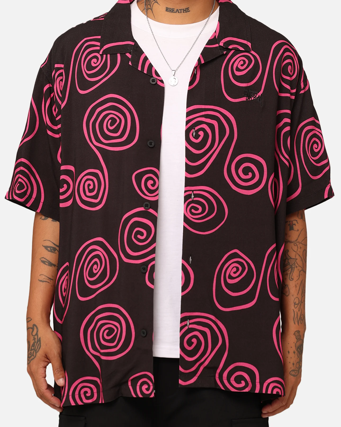 Stussy Hand Drawn Short Sleeve Shirt Black - Image 3