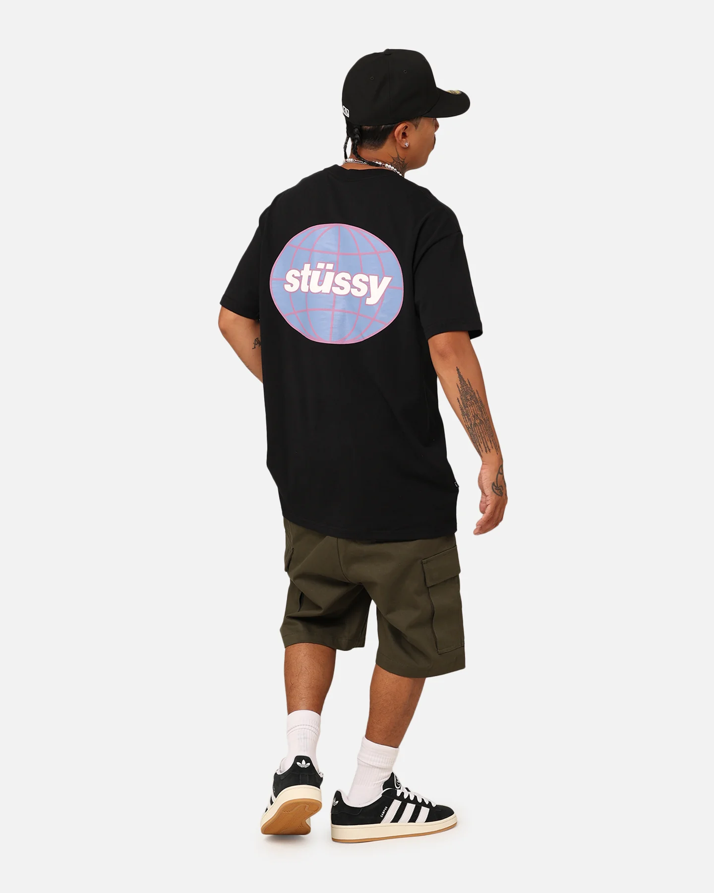 Stussy Italic Grid T-Shirt Black - Image 3