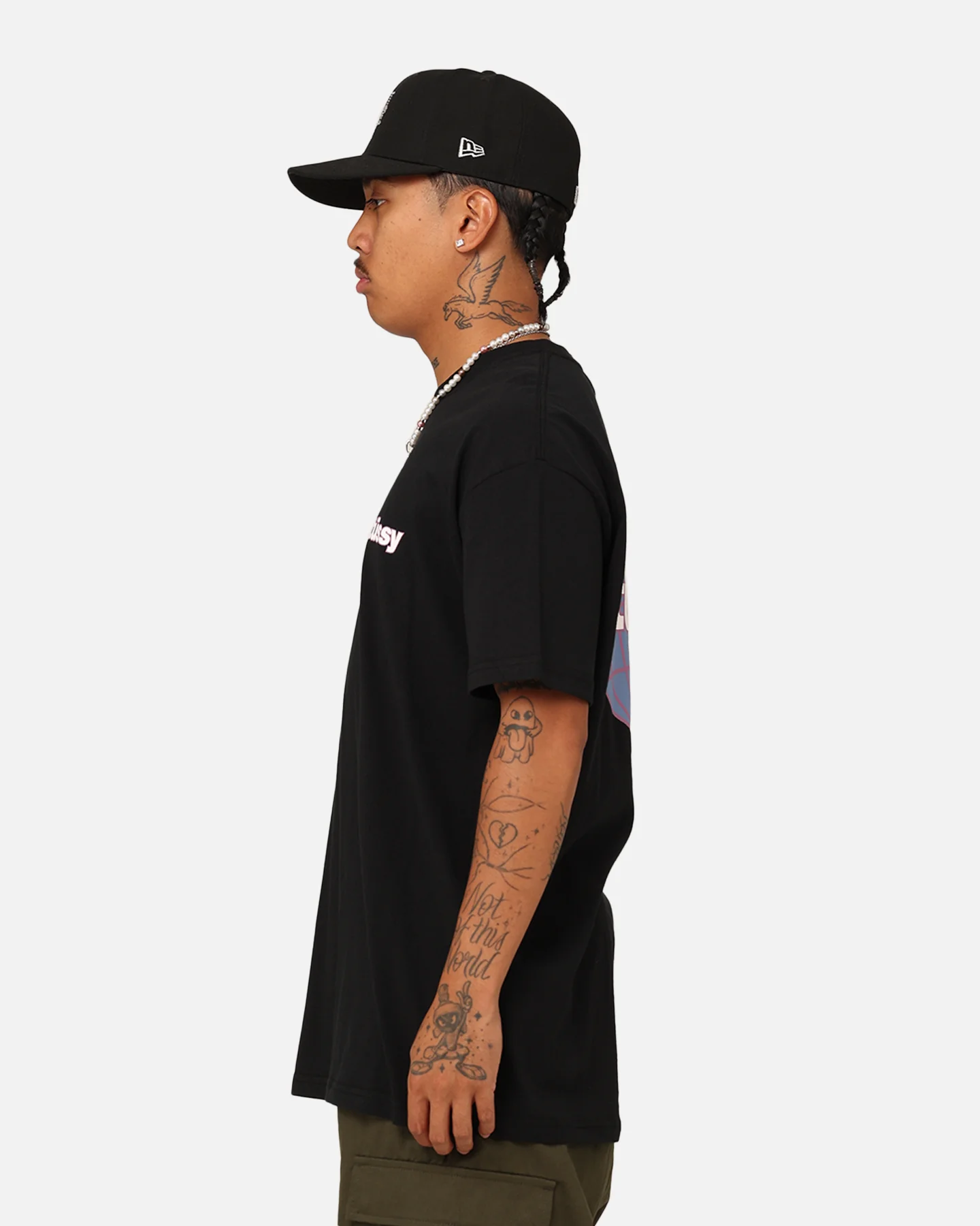 Stussy Italic Grid T-Shirt Black - Image 7