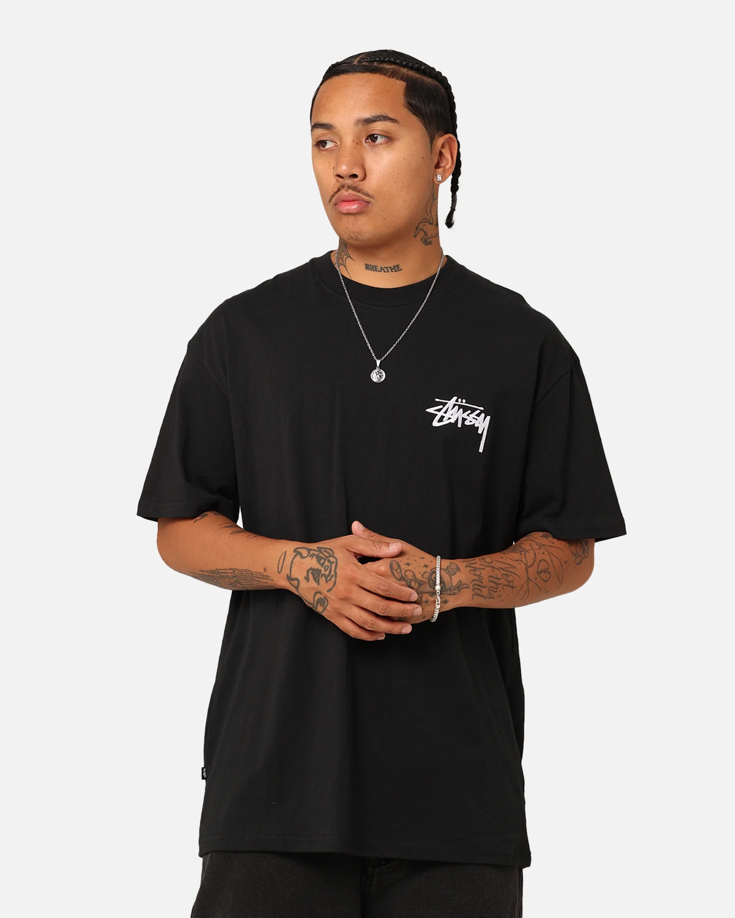 Stussy Italic No. 4 T-Shirt Black/White - Image 2