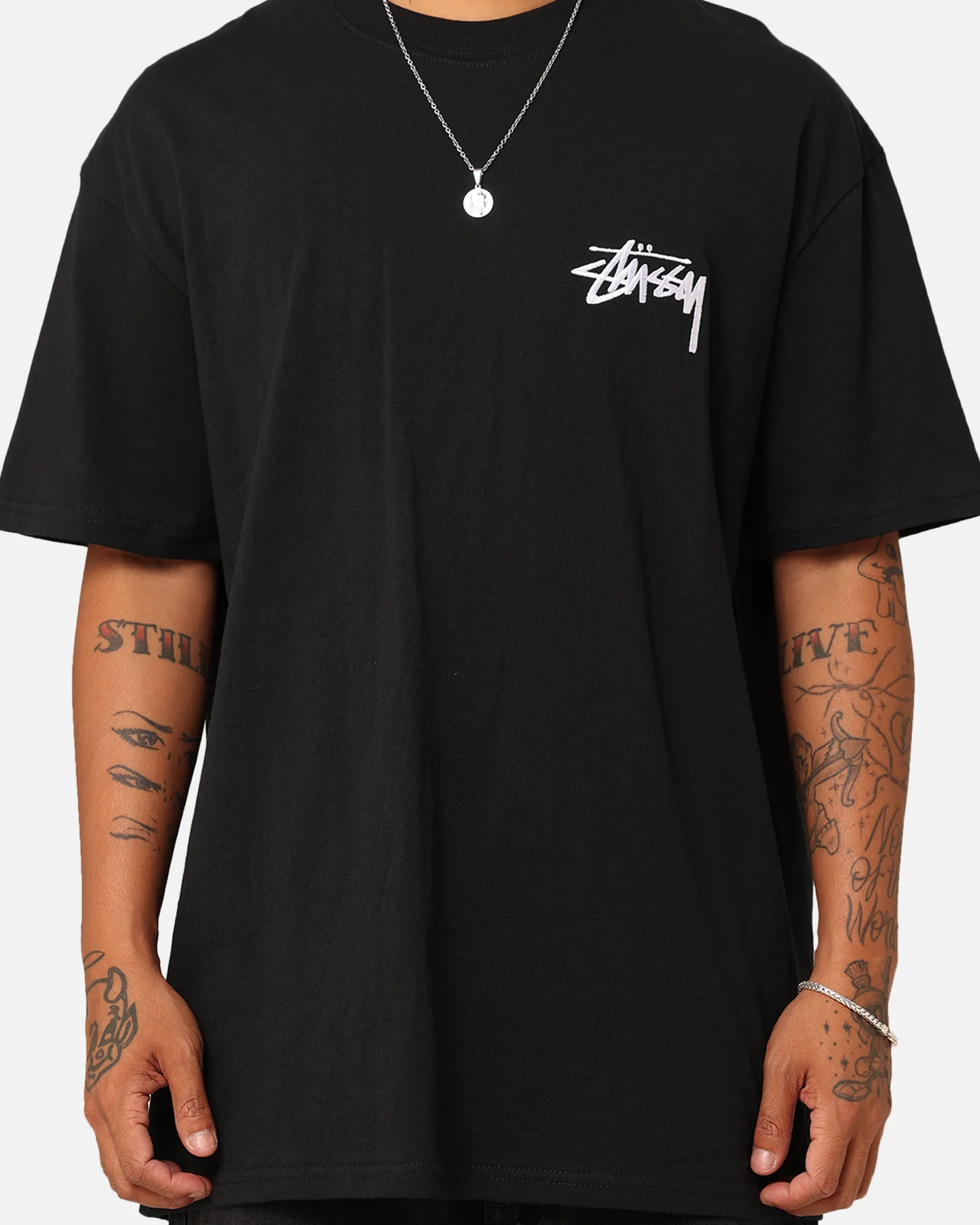 Stussy Italic No. 4 T-Shirt Black/White - Image 4