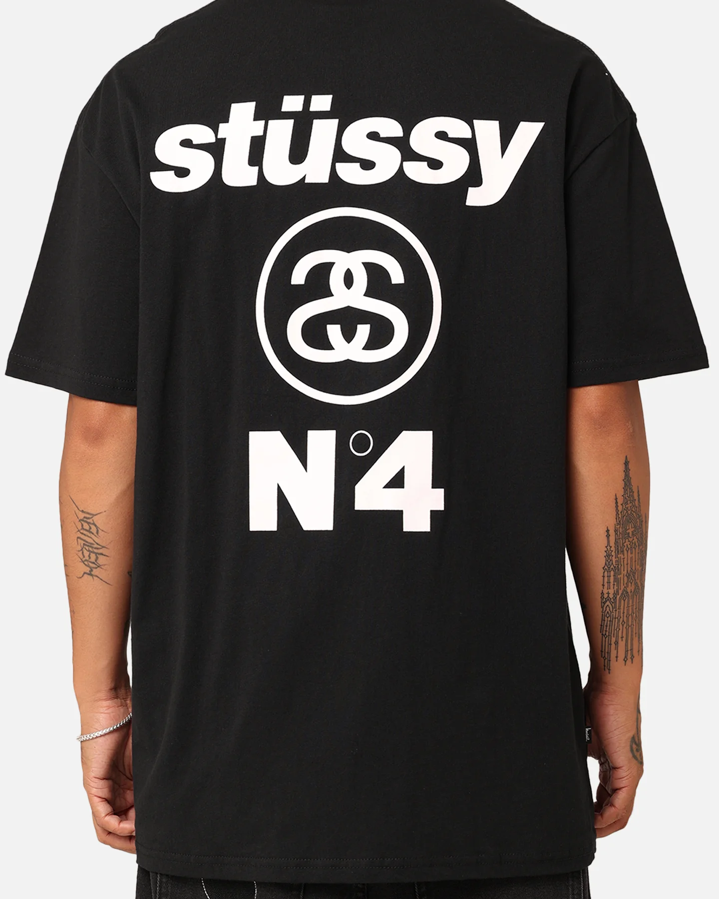 Stussy Italic No. 4 T-Shirt Black/White - Image 5