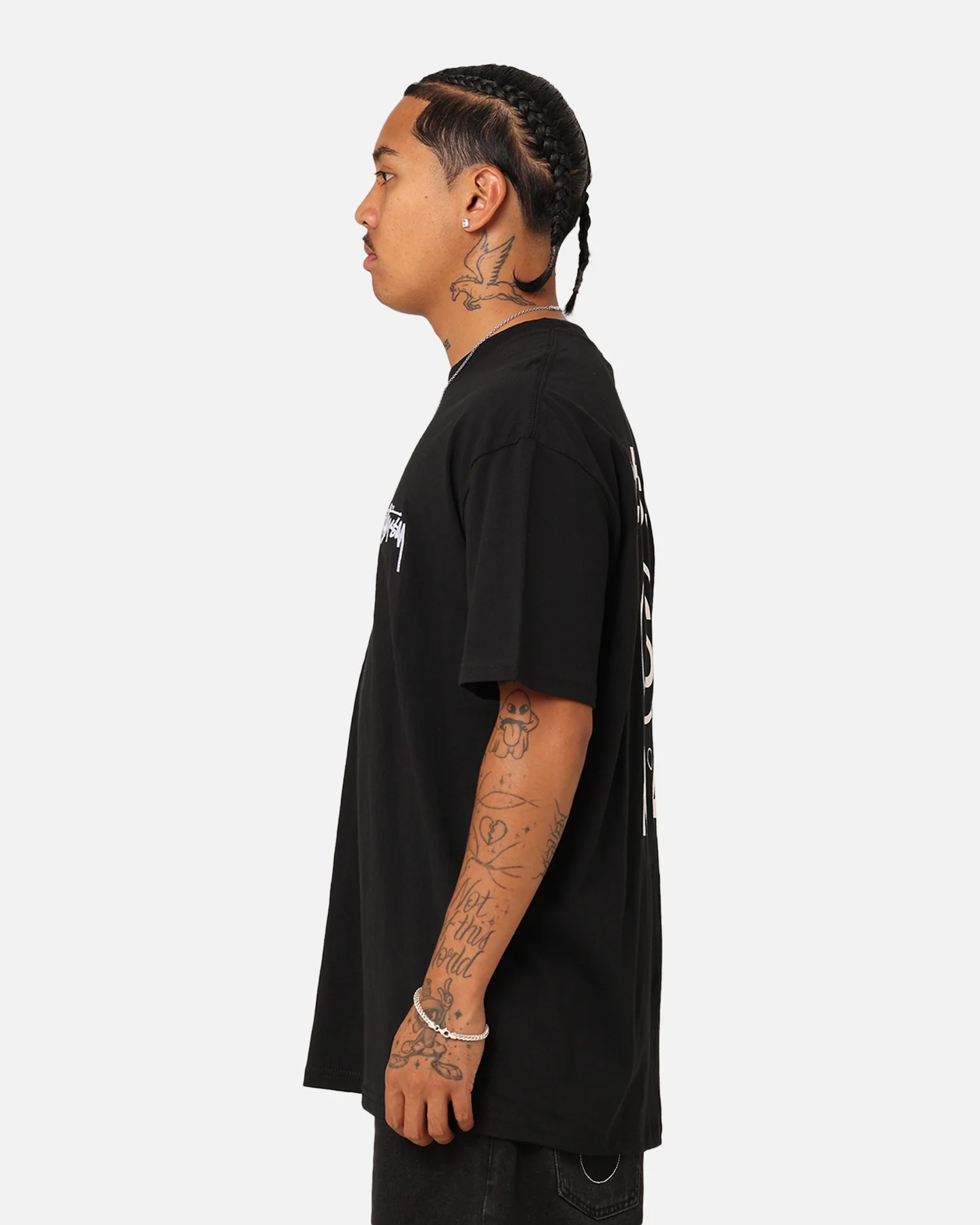 Stussy Italic No. 4 T-Shirt Black/White - Image 7