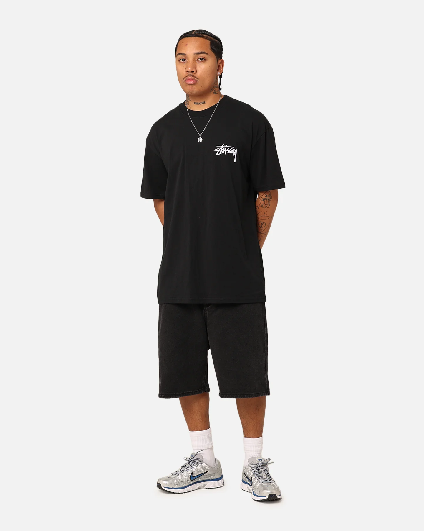 Stussy Italic No. 4 T-Shirt Black/White - Image 8