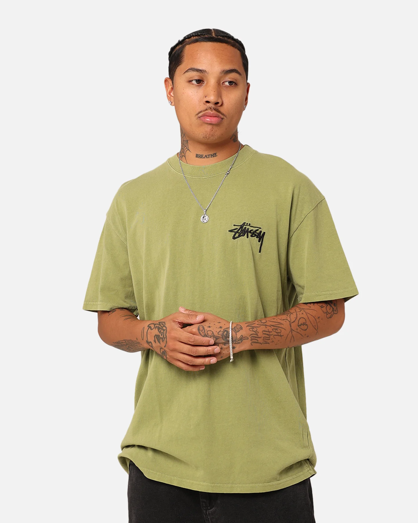 Stussy Italic No. 4 T-Shirt Pigment Olive - Image 2