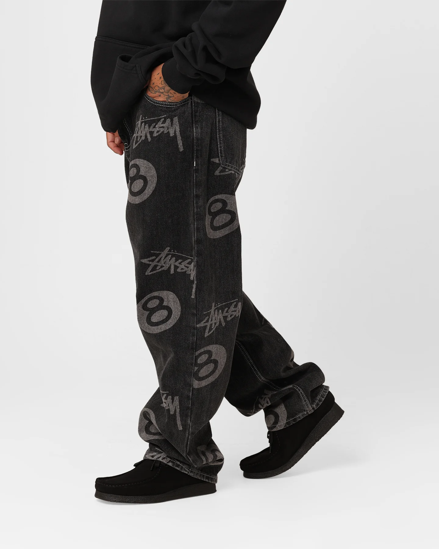 Stussy Stock 8 Ball Jeans Black Denim - Image 6