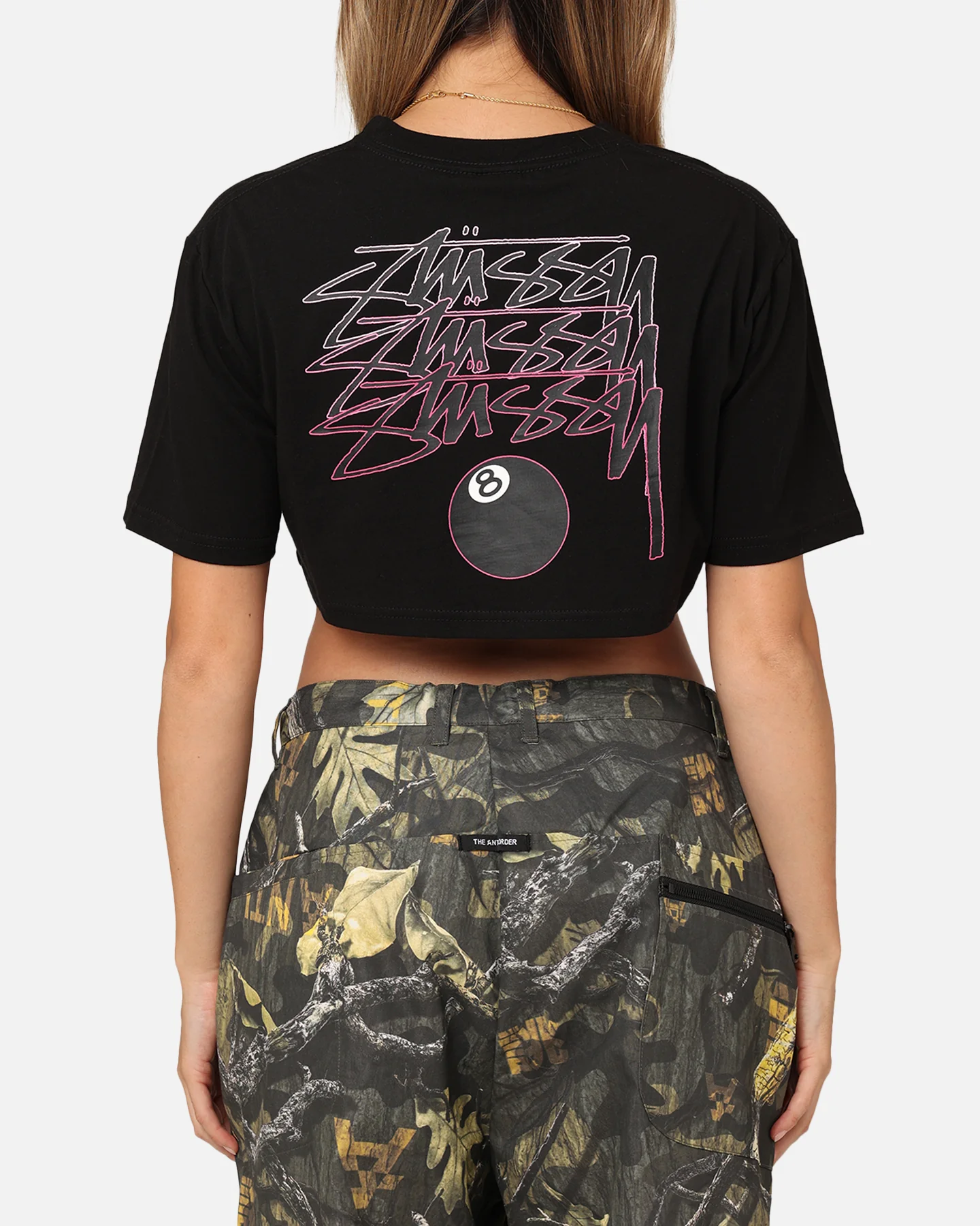 Stussy Women's 8 Ball Cropped T-Shirt Black - Image 5