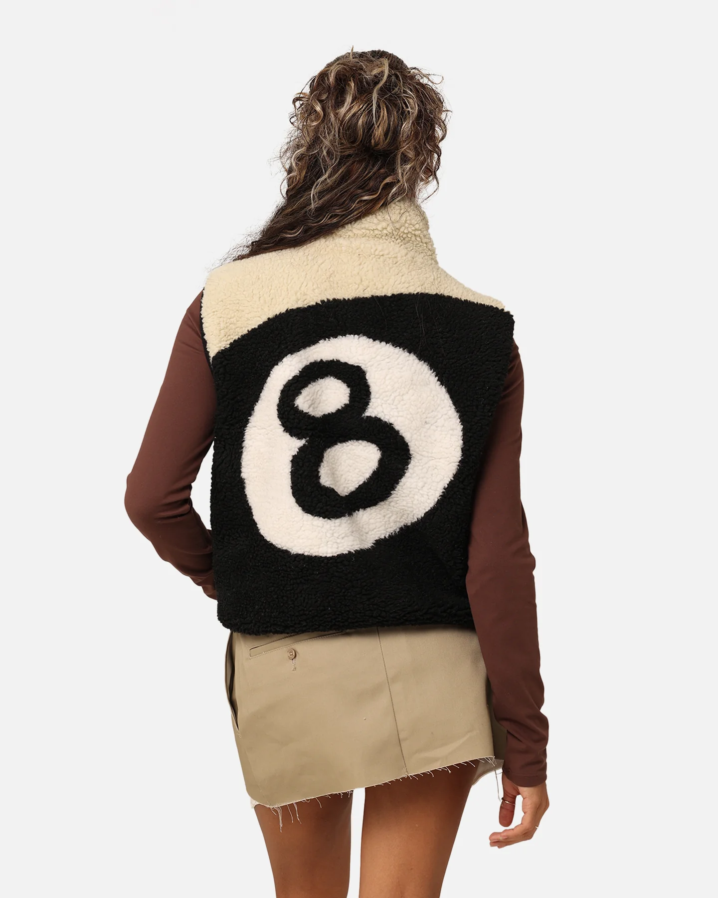 Stussy Women's 8 Ball Reversible Cropped Vest Black - Image 3