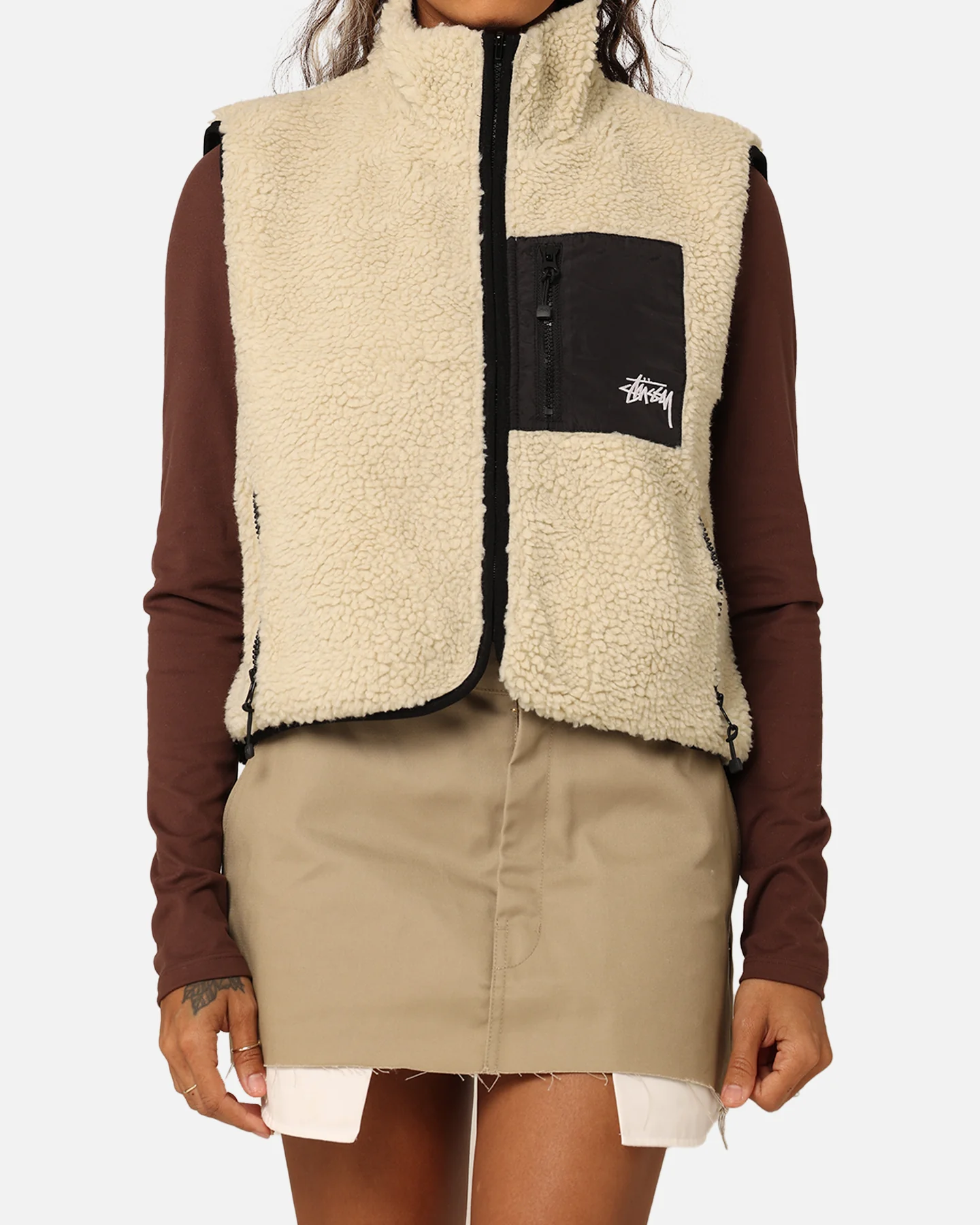 Stussy Women's 8 Ball Reversible Cropped Vest Black - Image 6