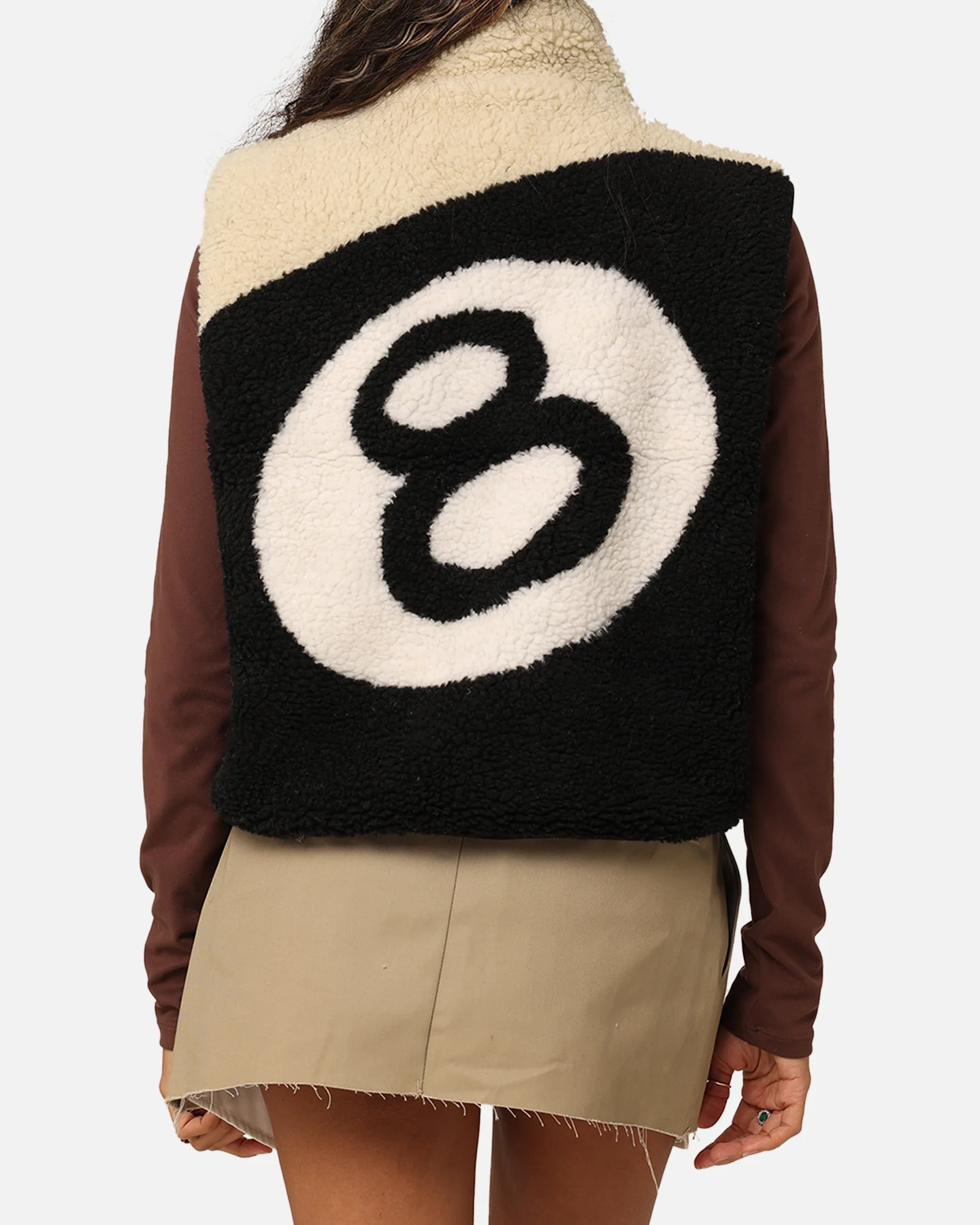 Stussy Women's 8 Ball Reversible Cropped Vest Black - Image 8