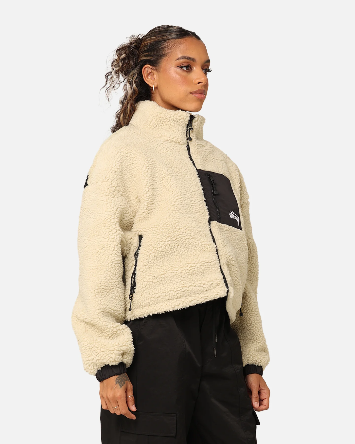 Stussy Women's 8 Ball Reversible Cropped Work Jacket Black - Image 7