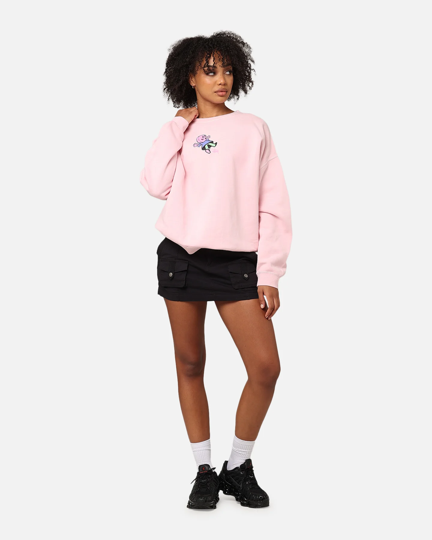 Stussy Women's Dollie Oversized Crewneck Pigment Pink - Image 2