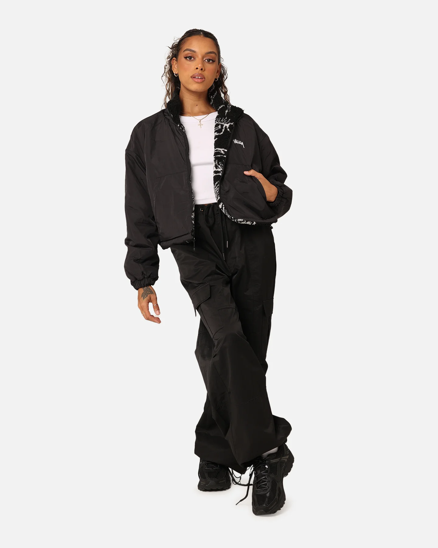 Stussy Women's Dragon Reversible Work Jacket Black - Image 3