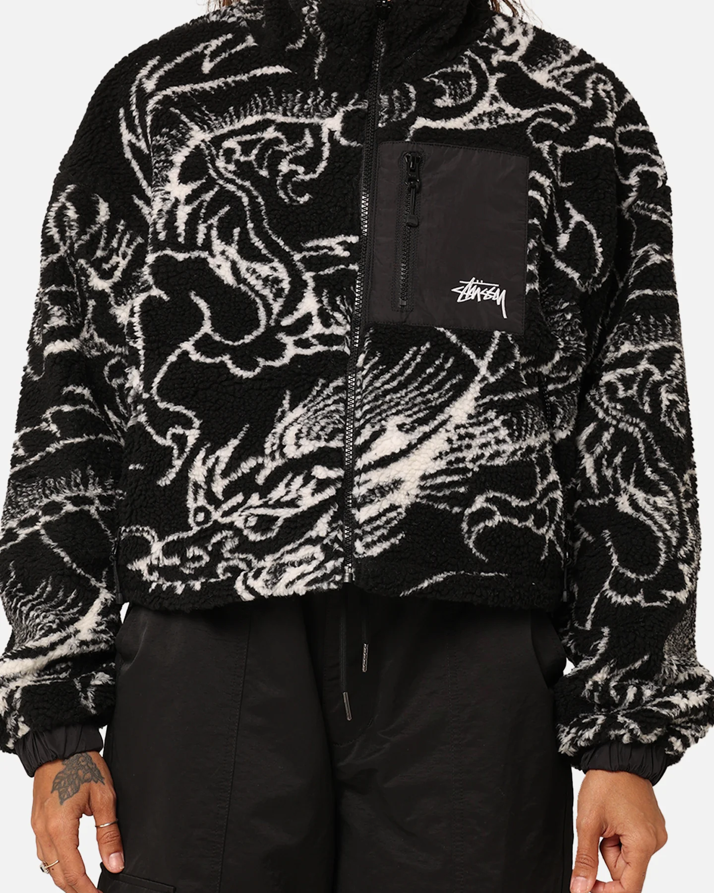 Stussy Women's Dragon Reversible Work Jacket Black - Image 4