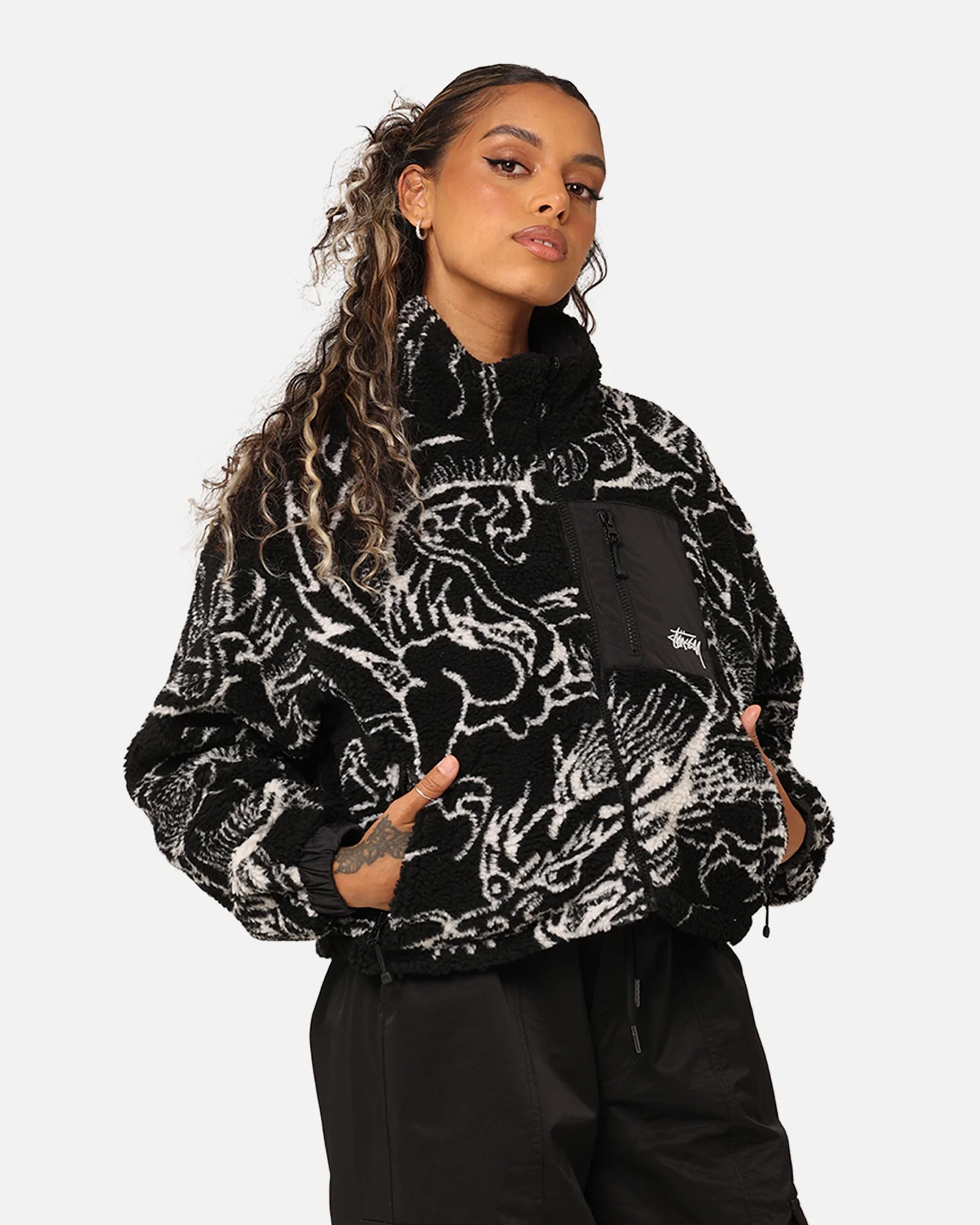 Stussy Women's Dragon Reversible Work Jacket Black - Image 7