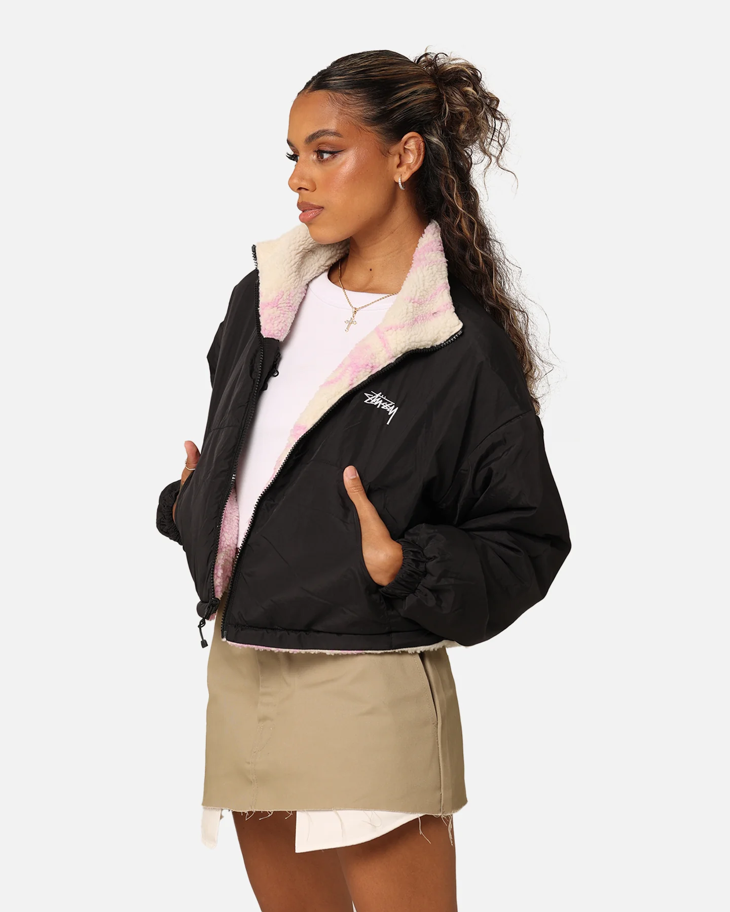 Stussy Women's Dragon Reversible Work Jacket Pink - Image 9