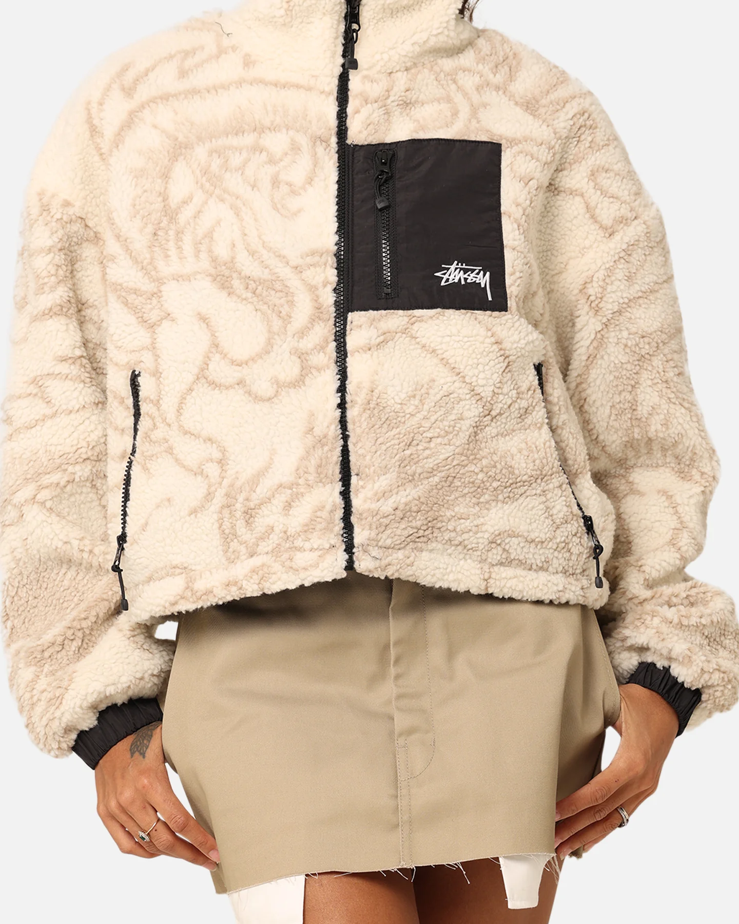 Stussy Women's Dragon Reversible Work Jacket Taupe - Image 4