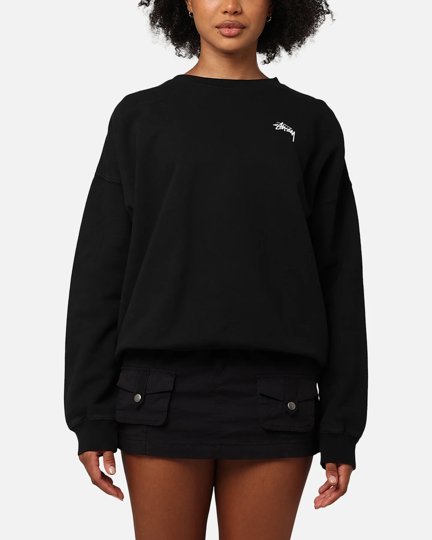 Stussy Women's Fuzzy Dice Oversized Crewneck Pigment Black - Image 2
