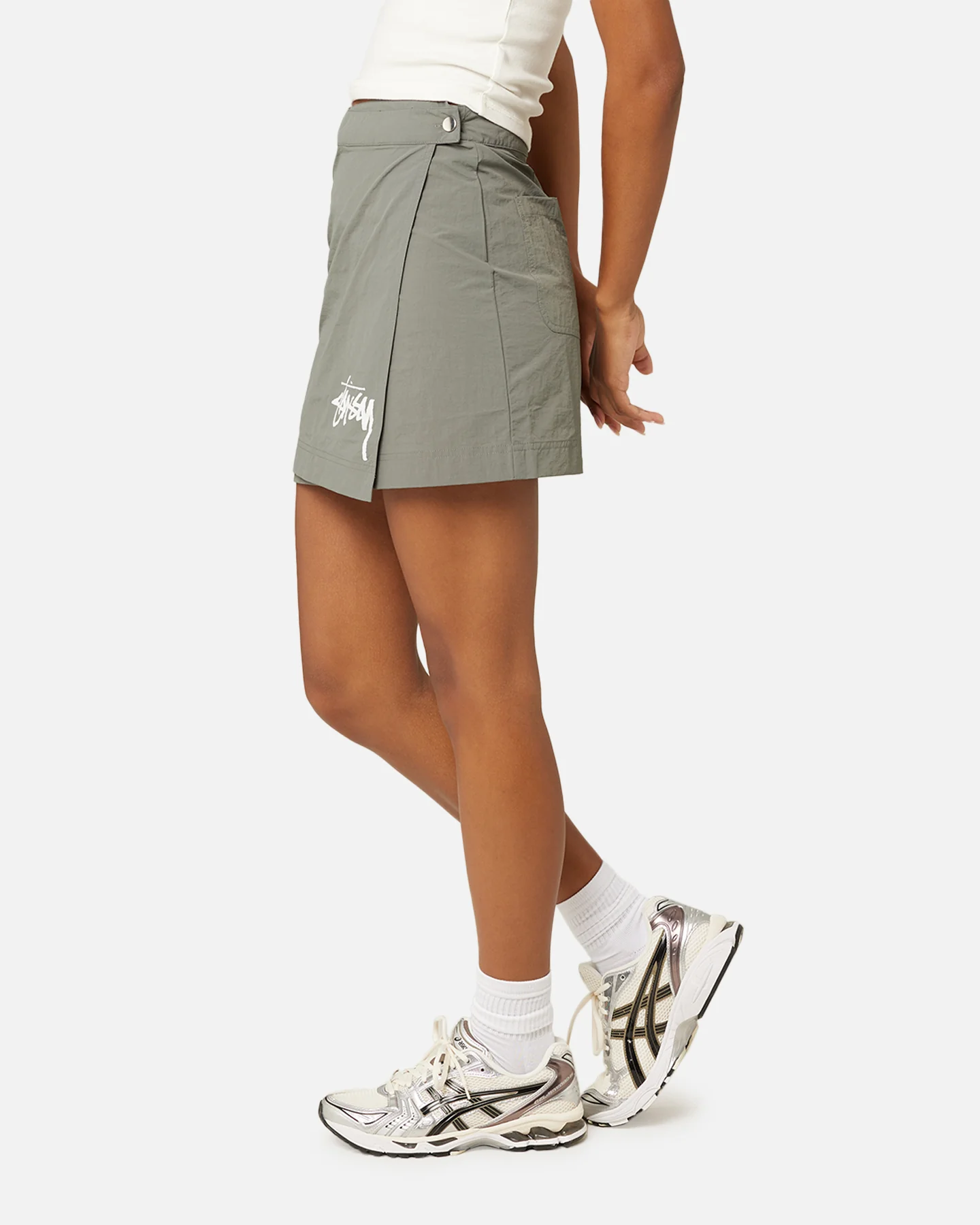 Stussy Women's Graffiti Wrap Skirt Olive - Image 4