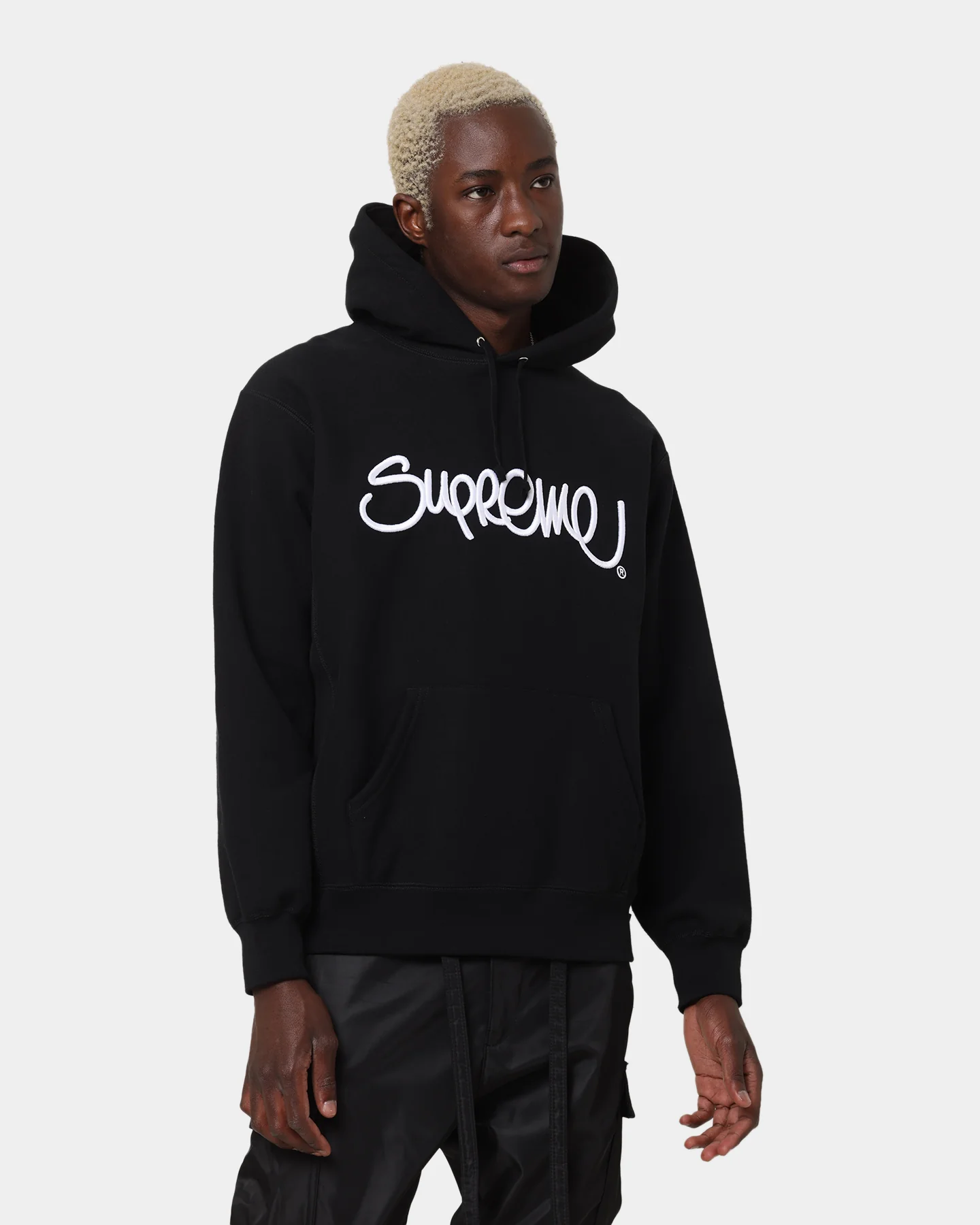 Supreme Raised Handstyle Hoodie Black - Image 5