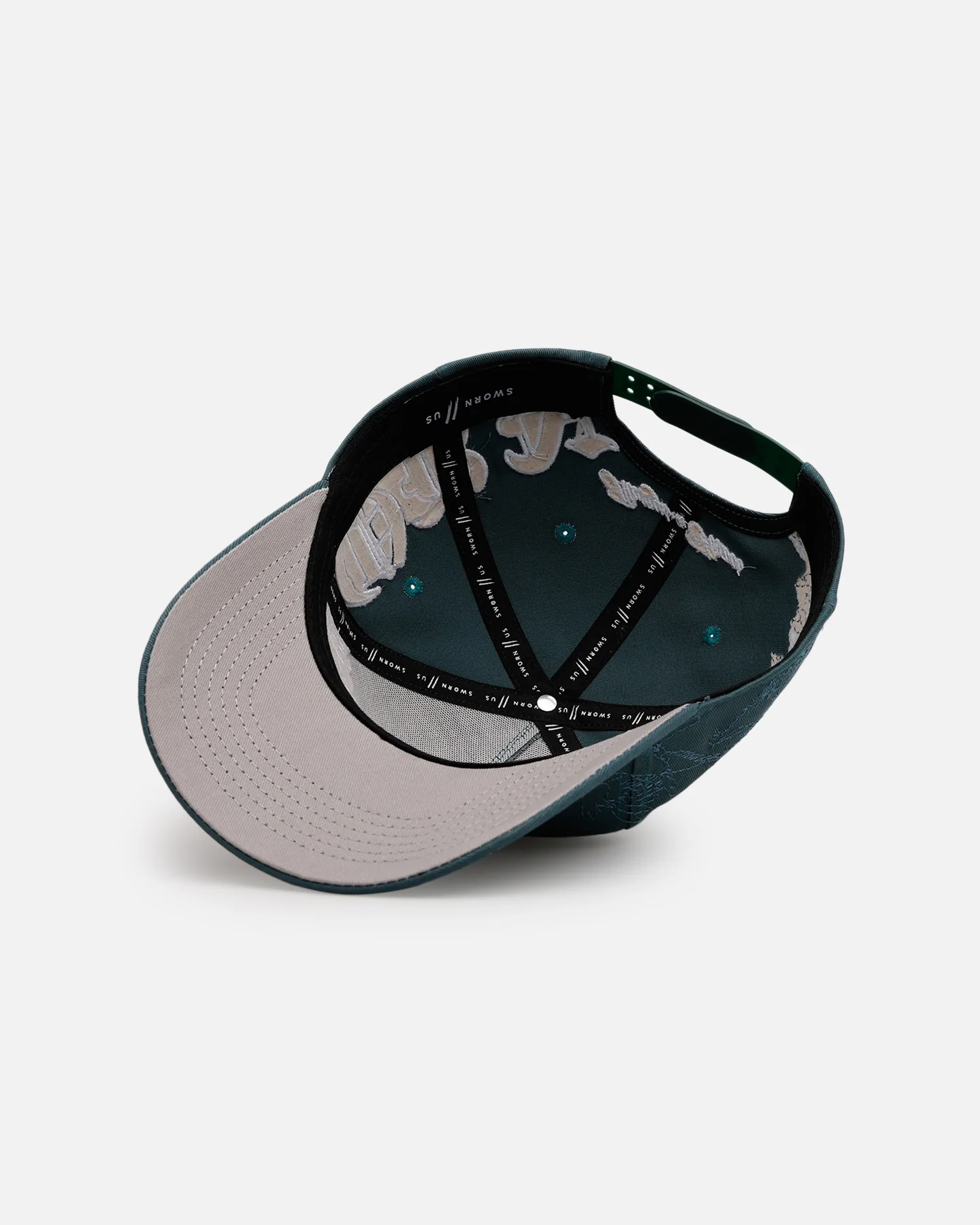 Sworn To Us Outlined Poetry Snapback Dark Teal - Image 6